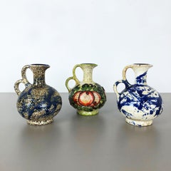 Set of 3 Original 1970 Ceramic Studio Pottery Vase by Marei Ceramics, Germany