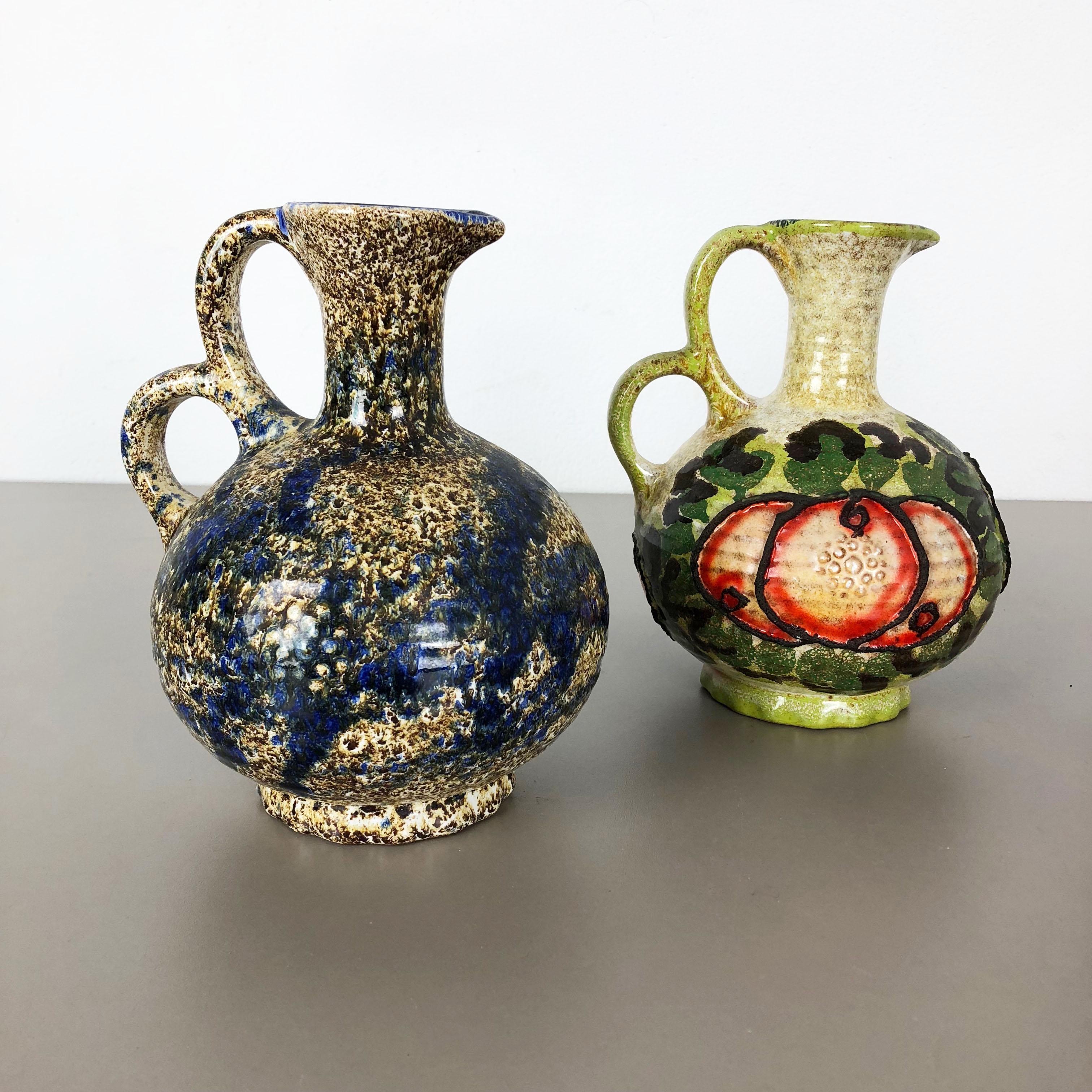 Set of 3 Original 1970 Ceramic Studio Pottery Vase by Marei Ceramics, Germany In Good Condition In Kirchlengern, DE