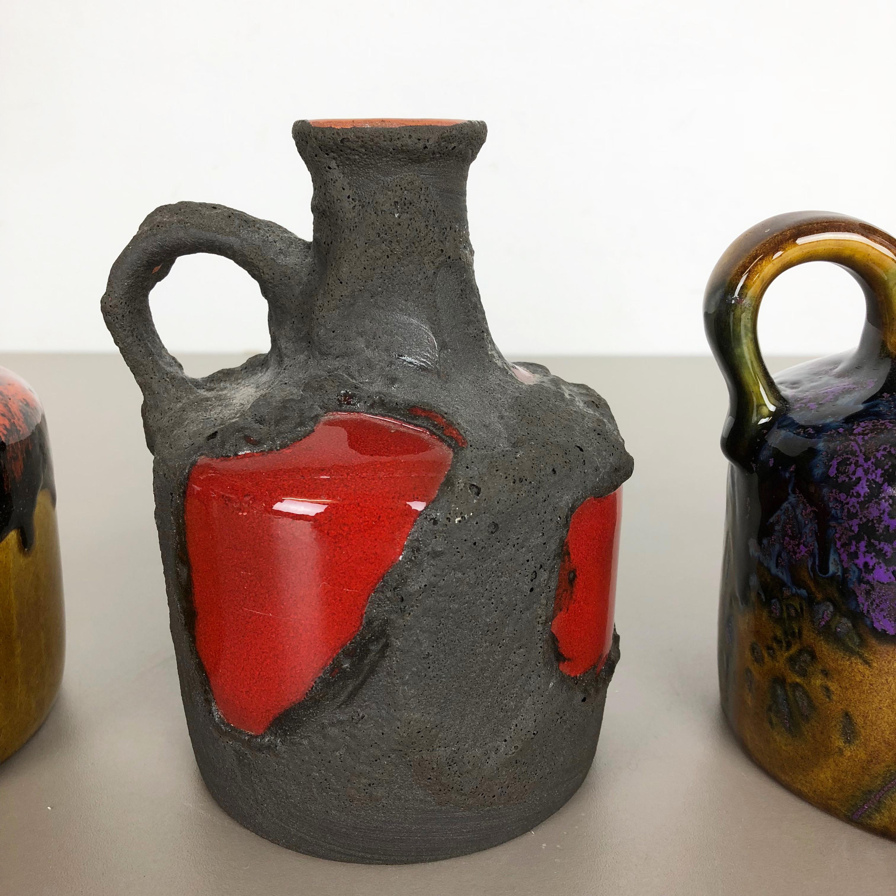 Set of 3 Original 1970 Ceramic Studio Pottery Vase by Marei Ceramics, Germany In Good Condition For Sale In Kirchlengern, DE