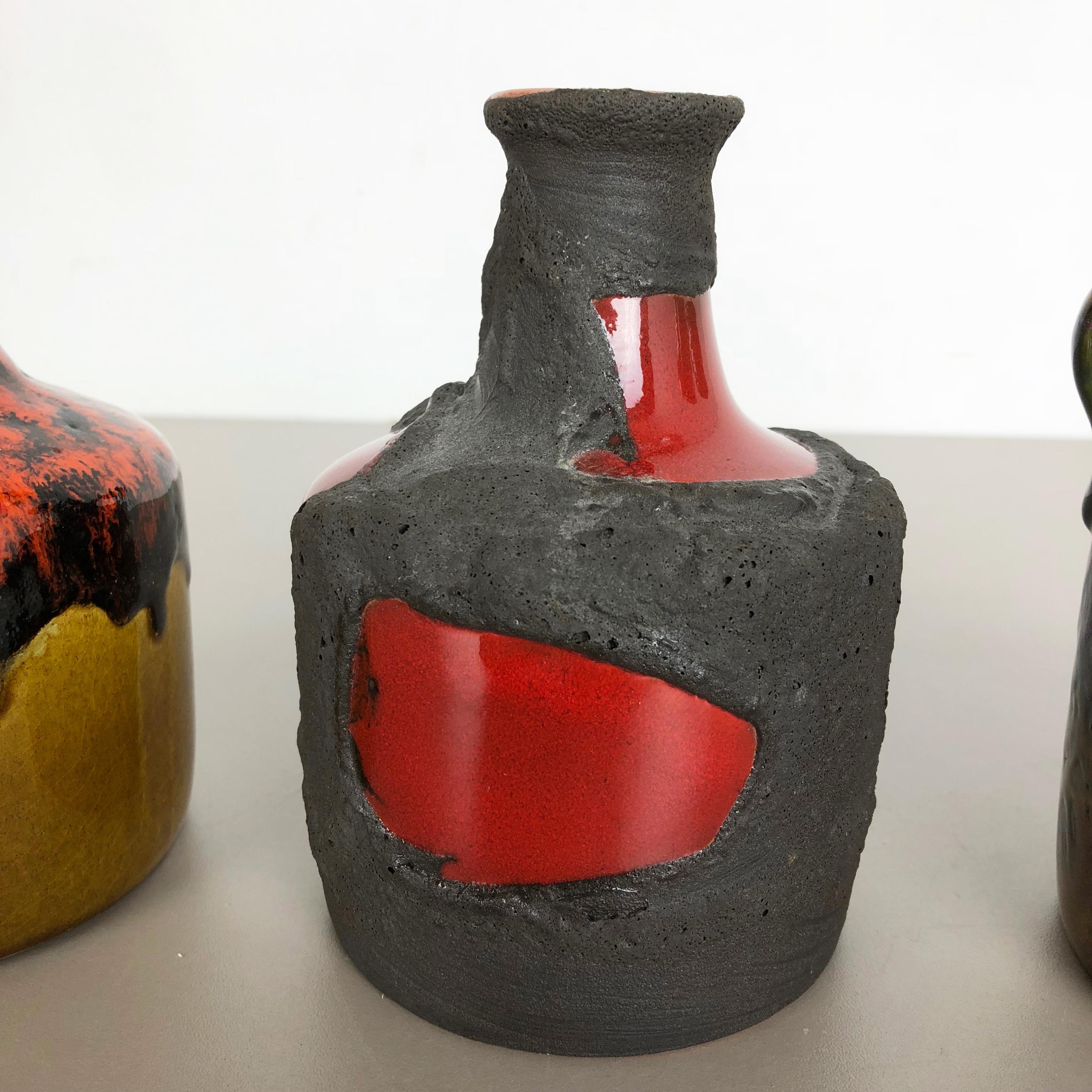 Set of 3 Original 1970 Ceramic Studio Pottery Vase by Marei Ceramics, Germany For Sale 2