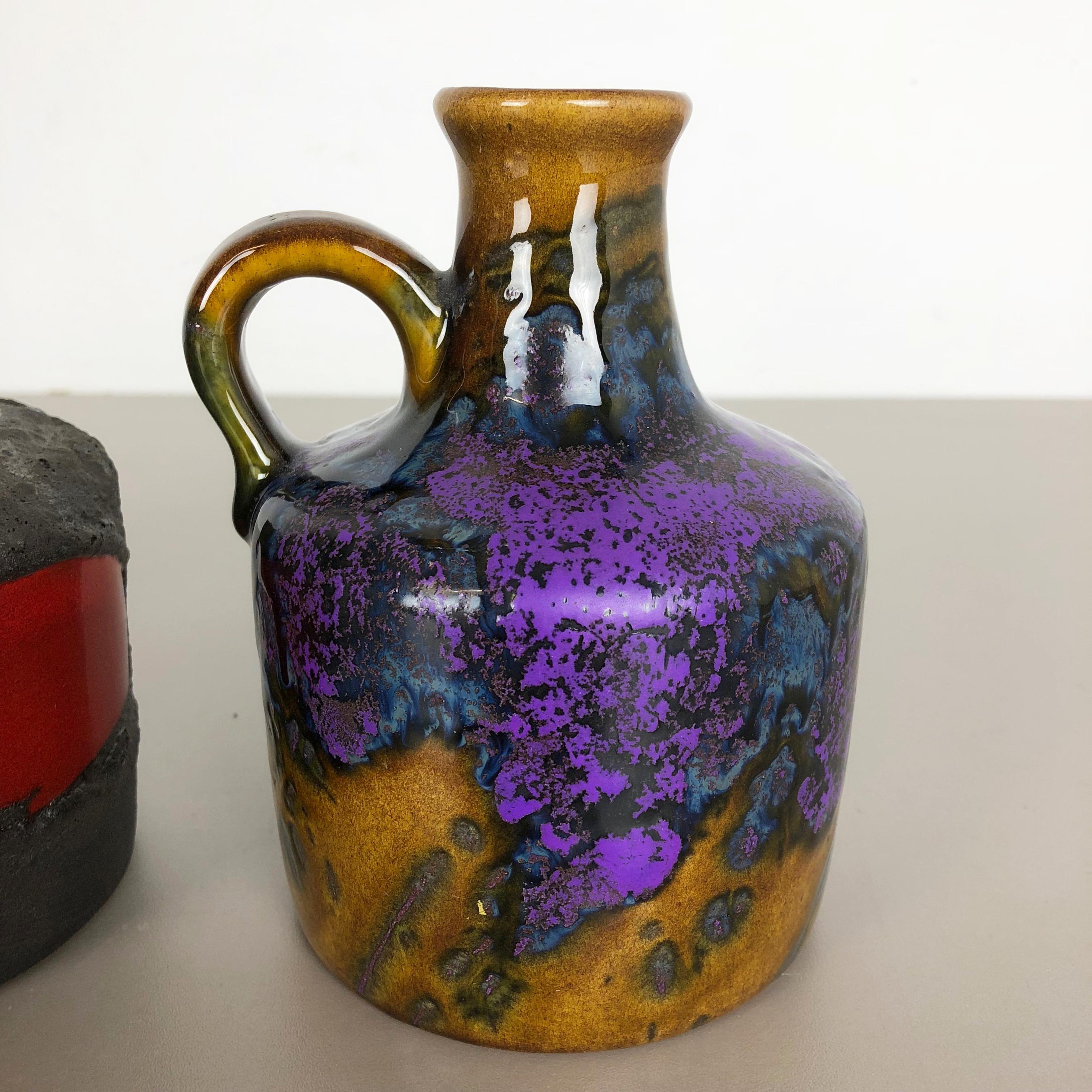 Mid-Century Modern Set of 3 Original 1970 Ceramic Studio Pottery Vase by Roth Ceramics, Germany