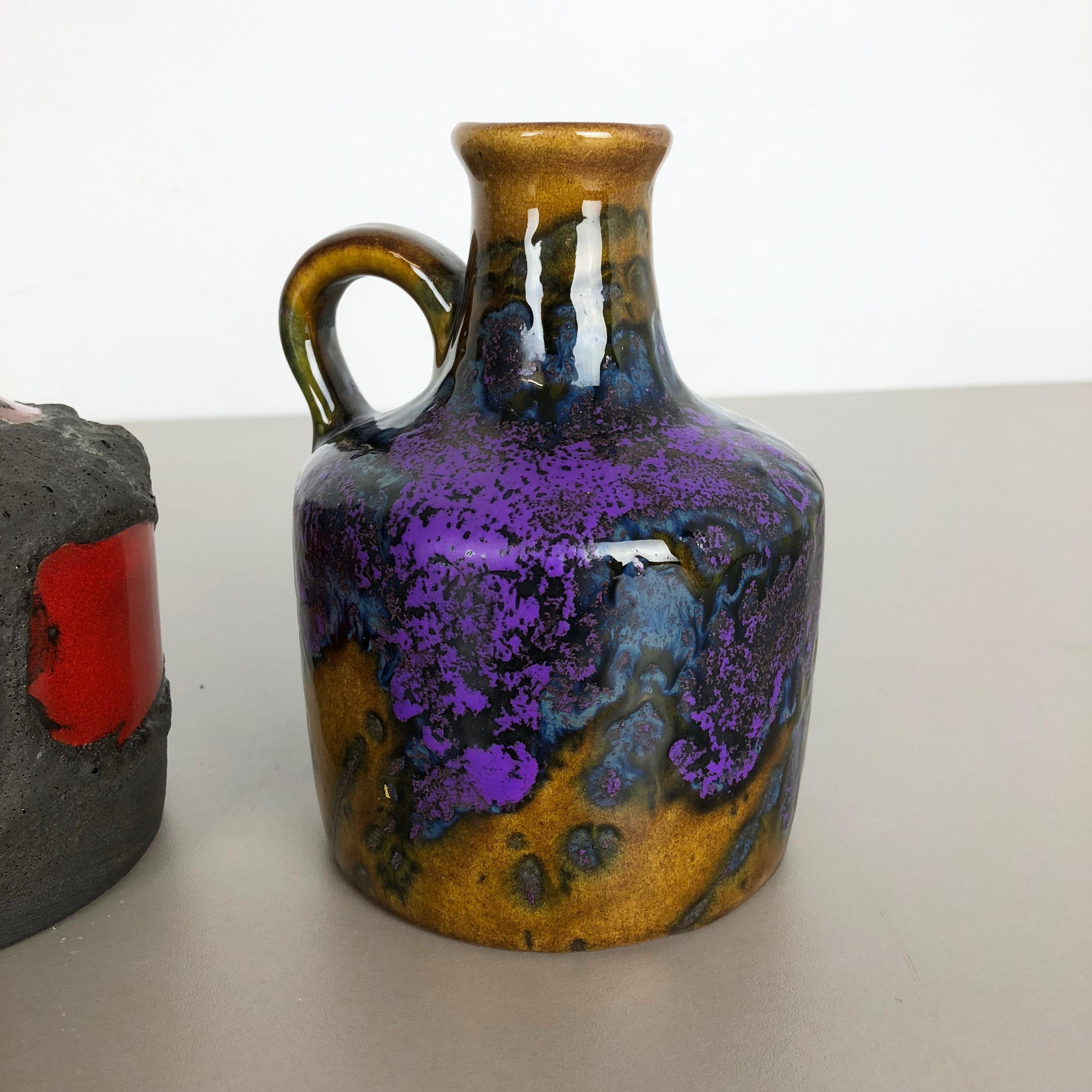 Set of 3 Original 1970 Ceramic Studio Pottery Vase by Roth Ceramics, Germany In Good Condition In Kirchlengern, DE