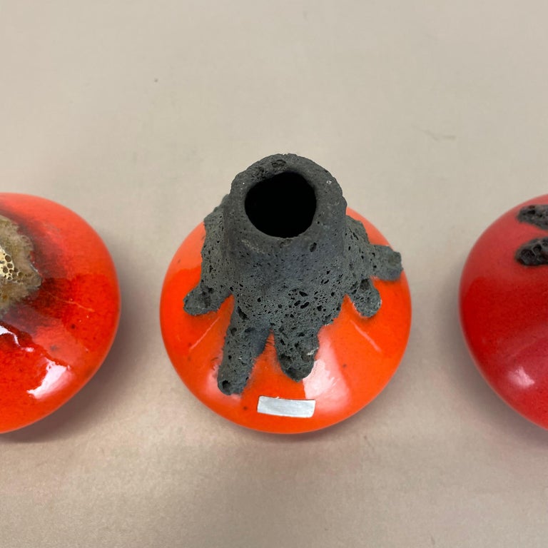 Set of 3 Original 1970 Ceramic Studio Pottery Vase by Roth Ceramics