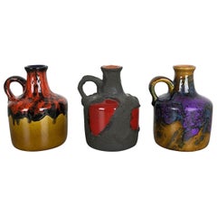 Set of 3 Original 1970 Ceramic Studio Pottery Vase by Roth Ceramics, Germany