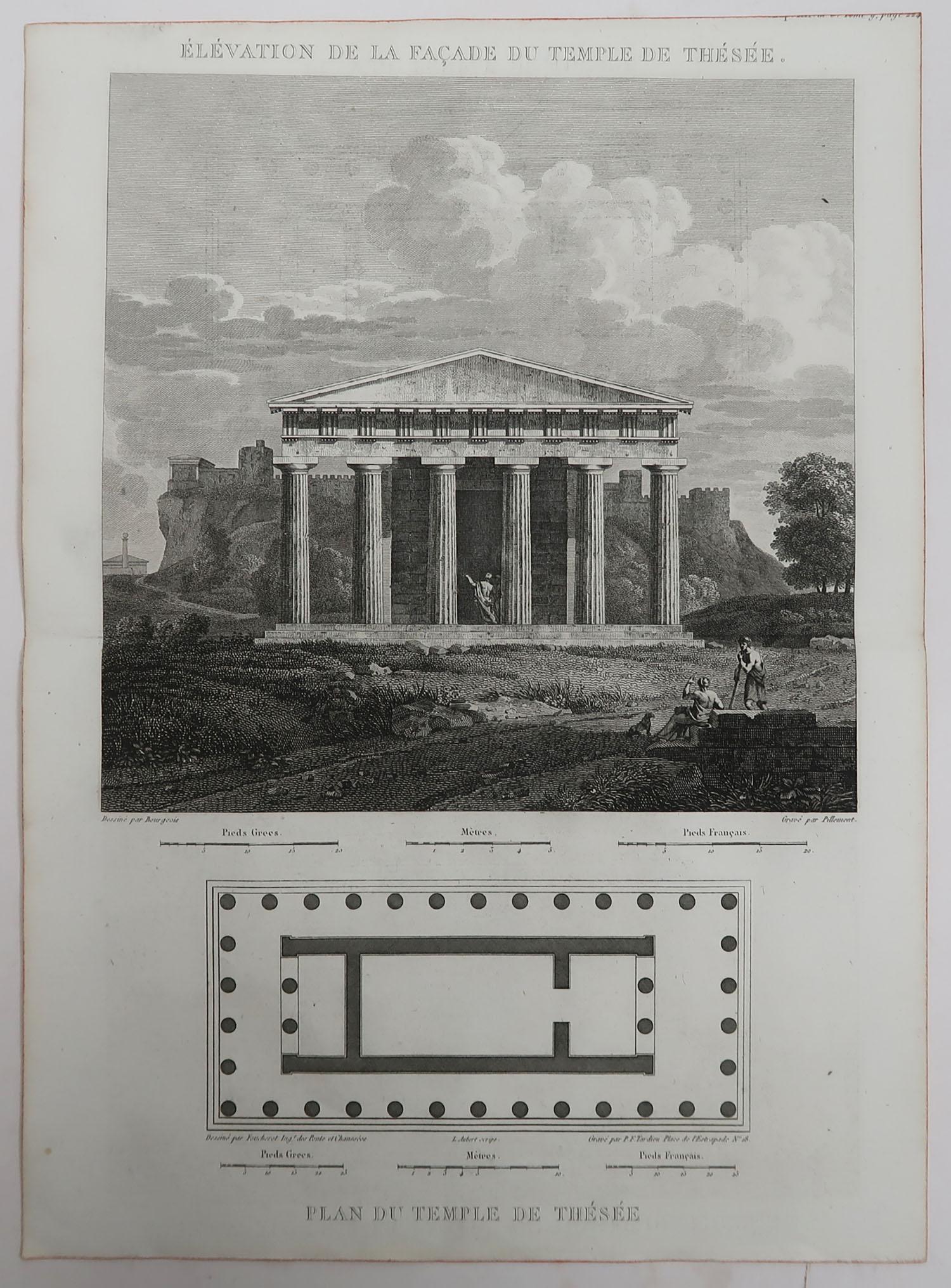 Classical Greek Set of 3 Original Antique Architectural Prints of Ancient Greece, circa 1790
