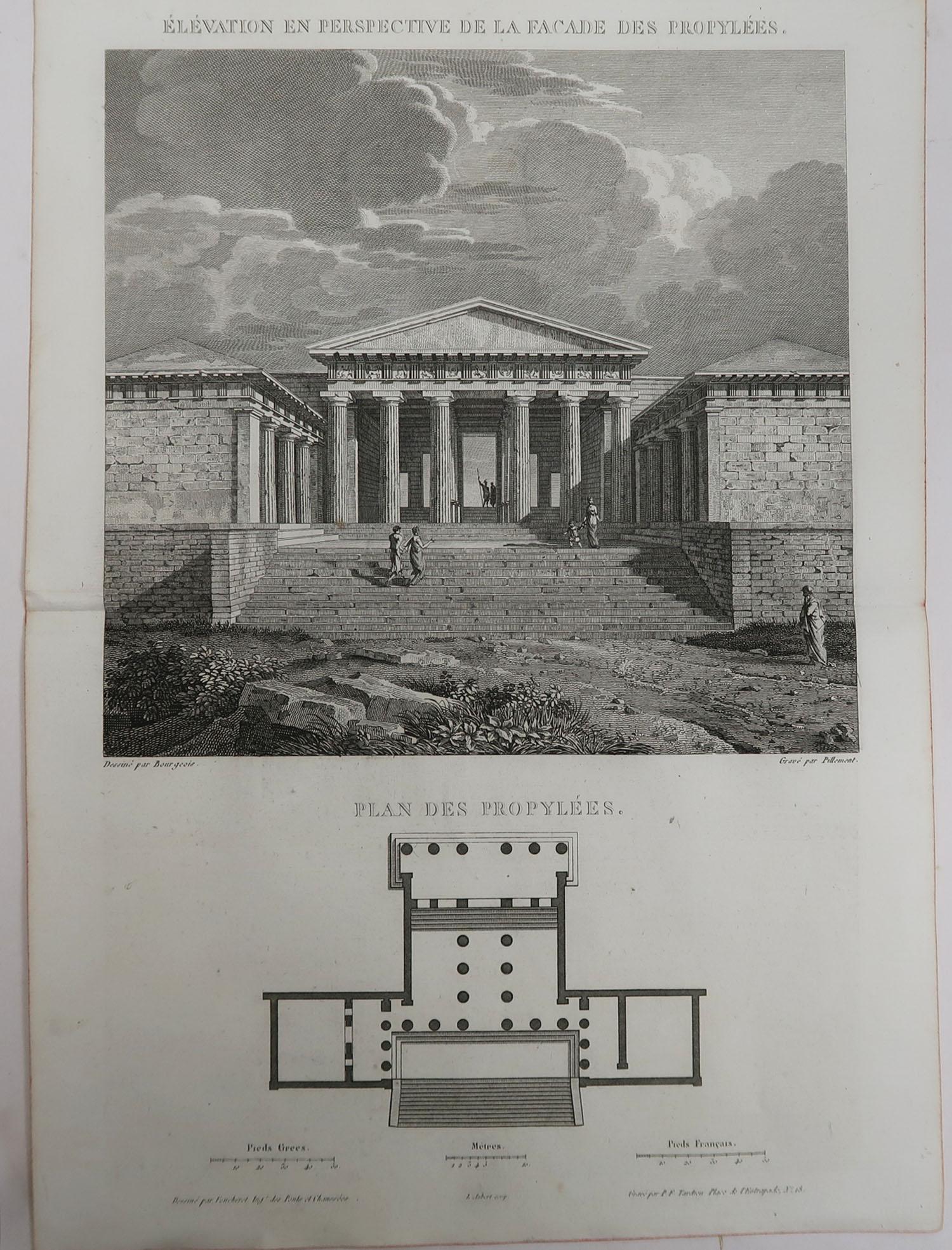 French Set of 3 Original Antique Architectural Prints of Ancient Greece, circa 1790