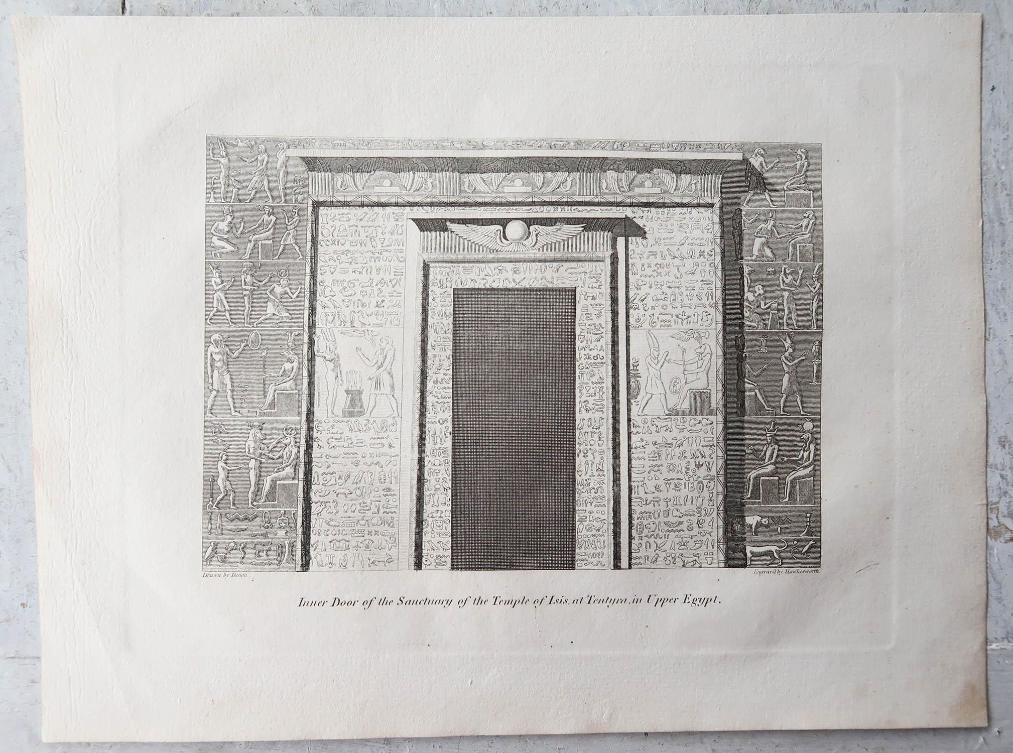 Egyptian Set of 3 Original Antique Prints of Ancient Egypt, Circa 1800 For Sale