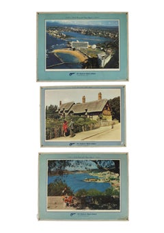 Set of 3 original PAN AM Posters paper printed Advertising Vacation USA 1950's