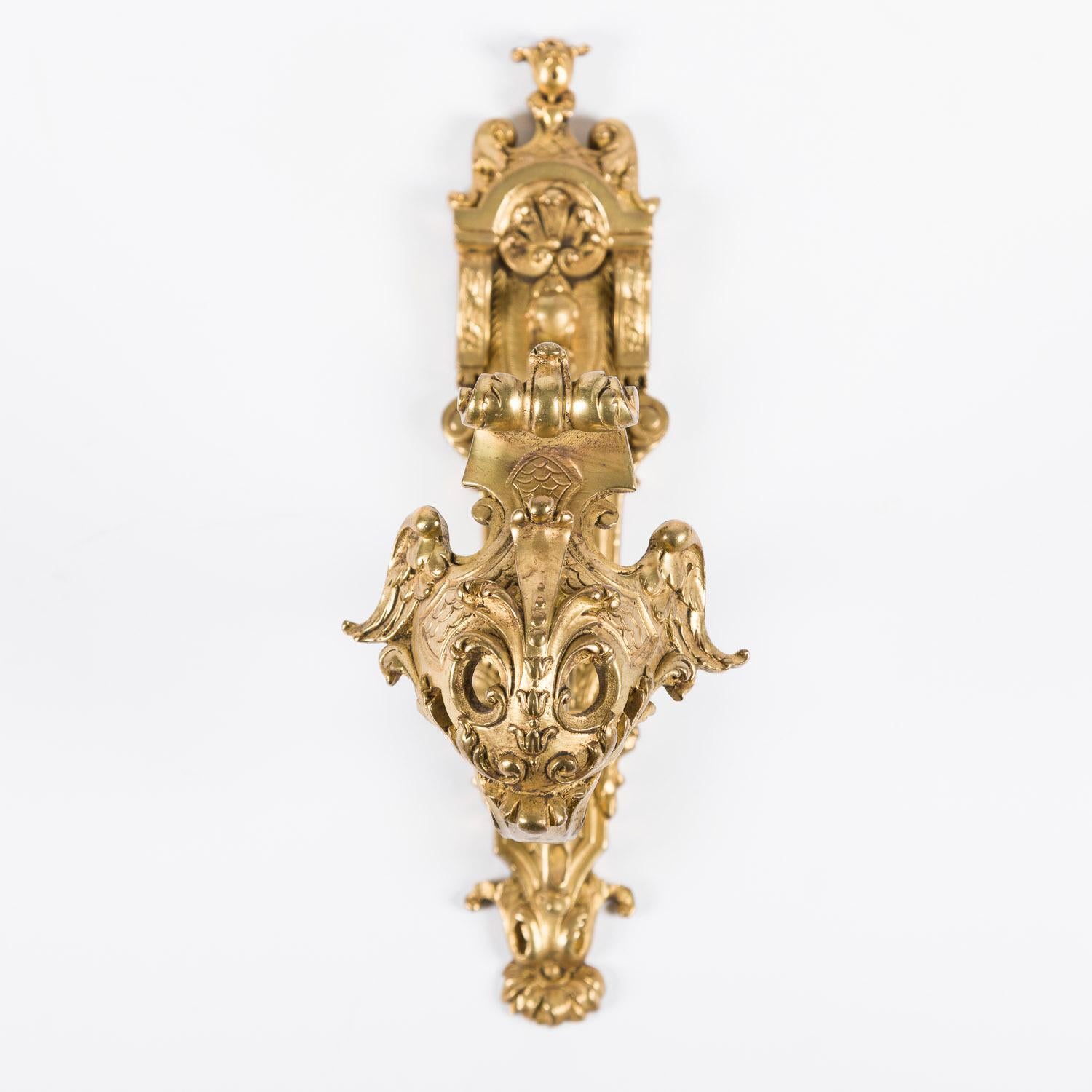 Gilt Set of 3 ornate gilt bronze curtain hooks in the Louis XV style For Sale