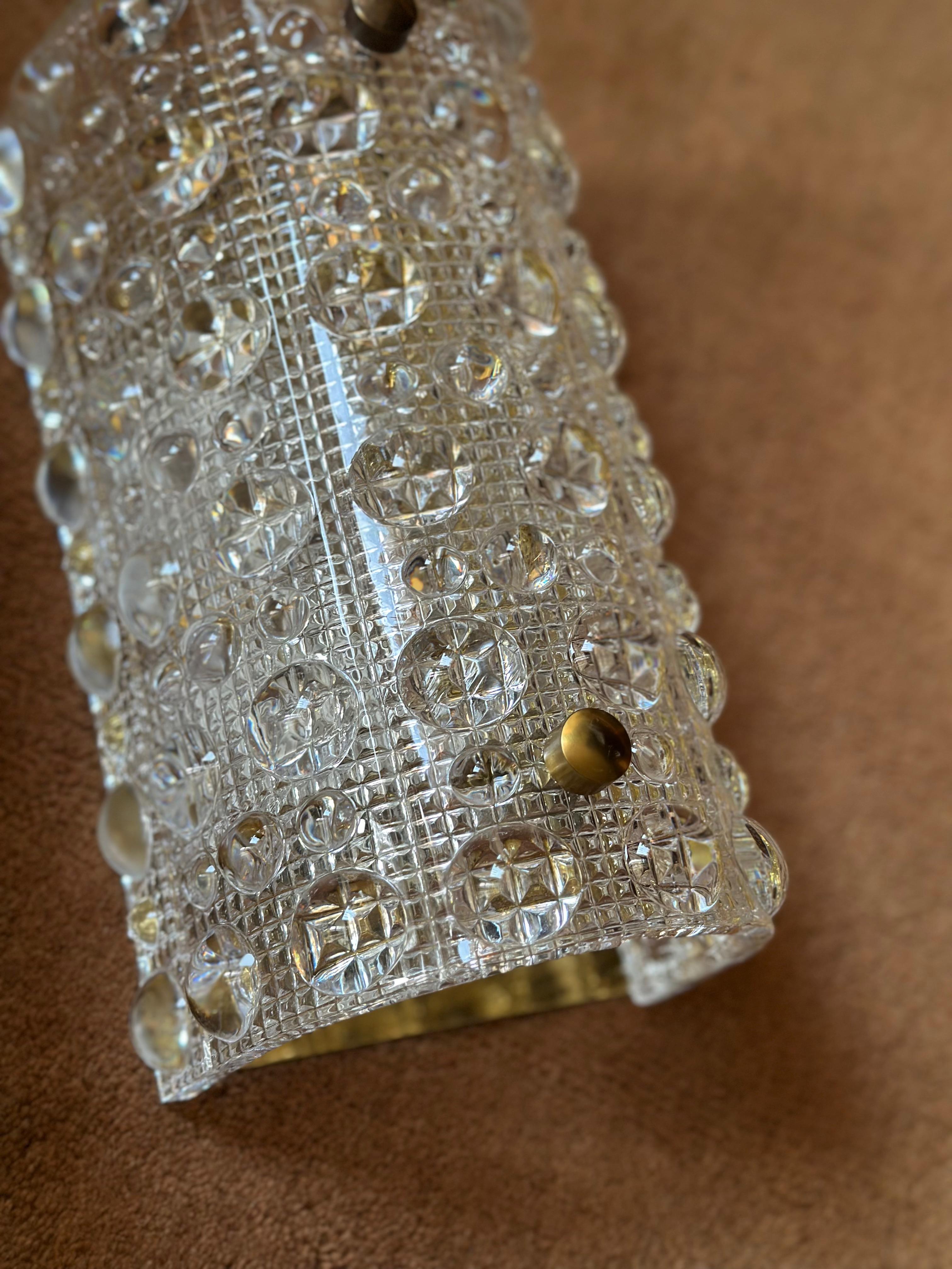 Juego de 3 apliques de cristal Orrefors 'VENUS'. 1960s. en Bueno estado para la venta en Bromma, SE