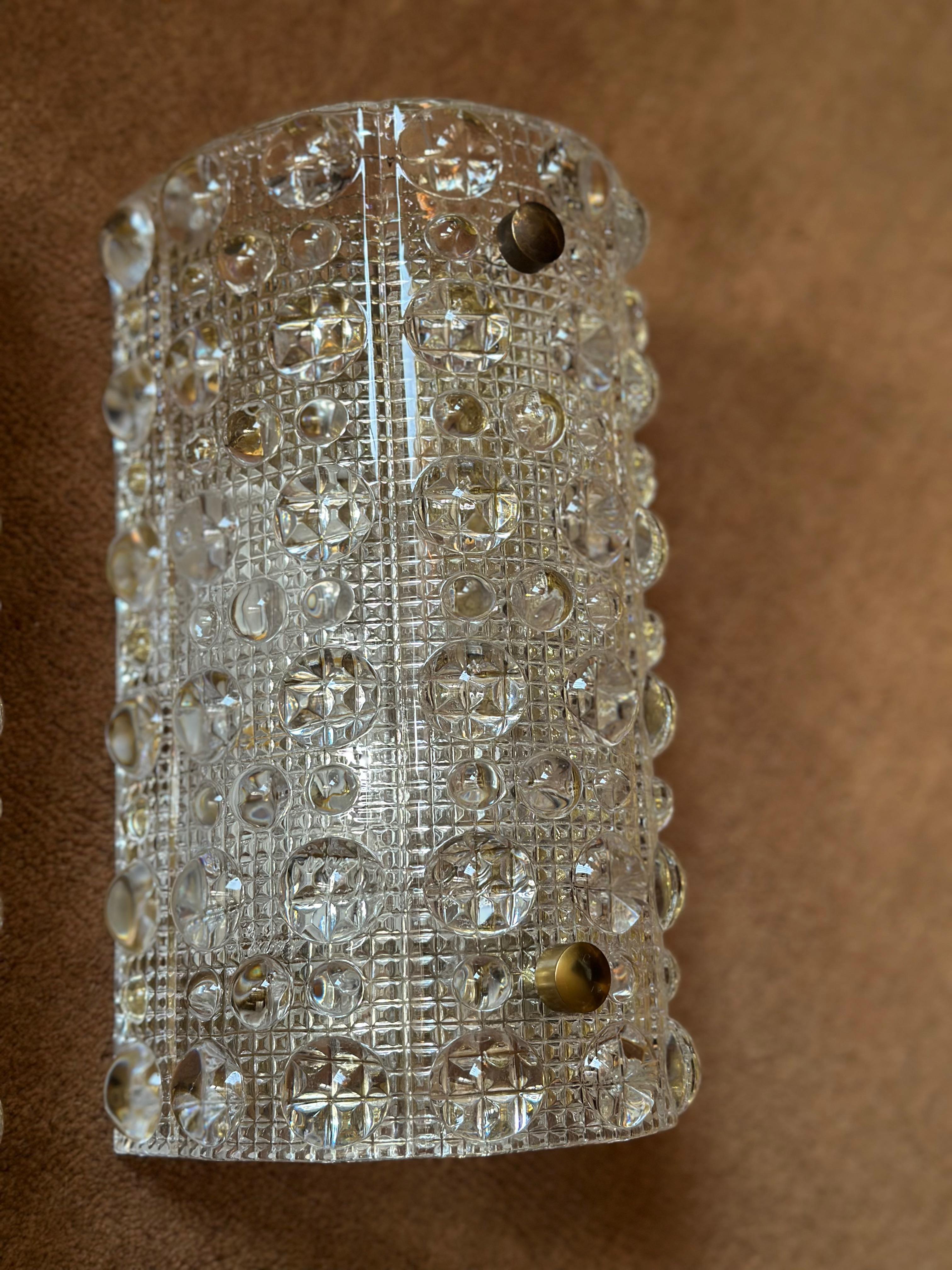 Juego de 3 apliques de cristal Orrefors 'VENUS'. 1960s. siglo XX en venta