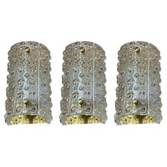 Set of 3 Orrefors Crystal Wall Sconces 'VENUS'. 1960s.