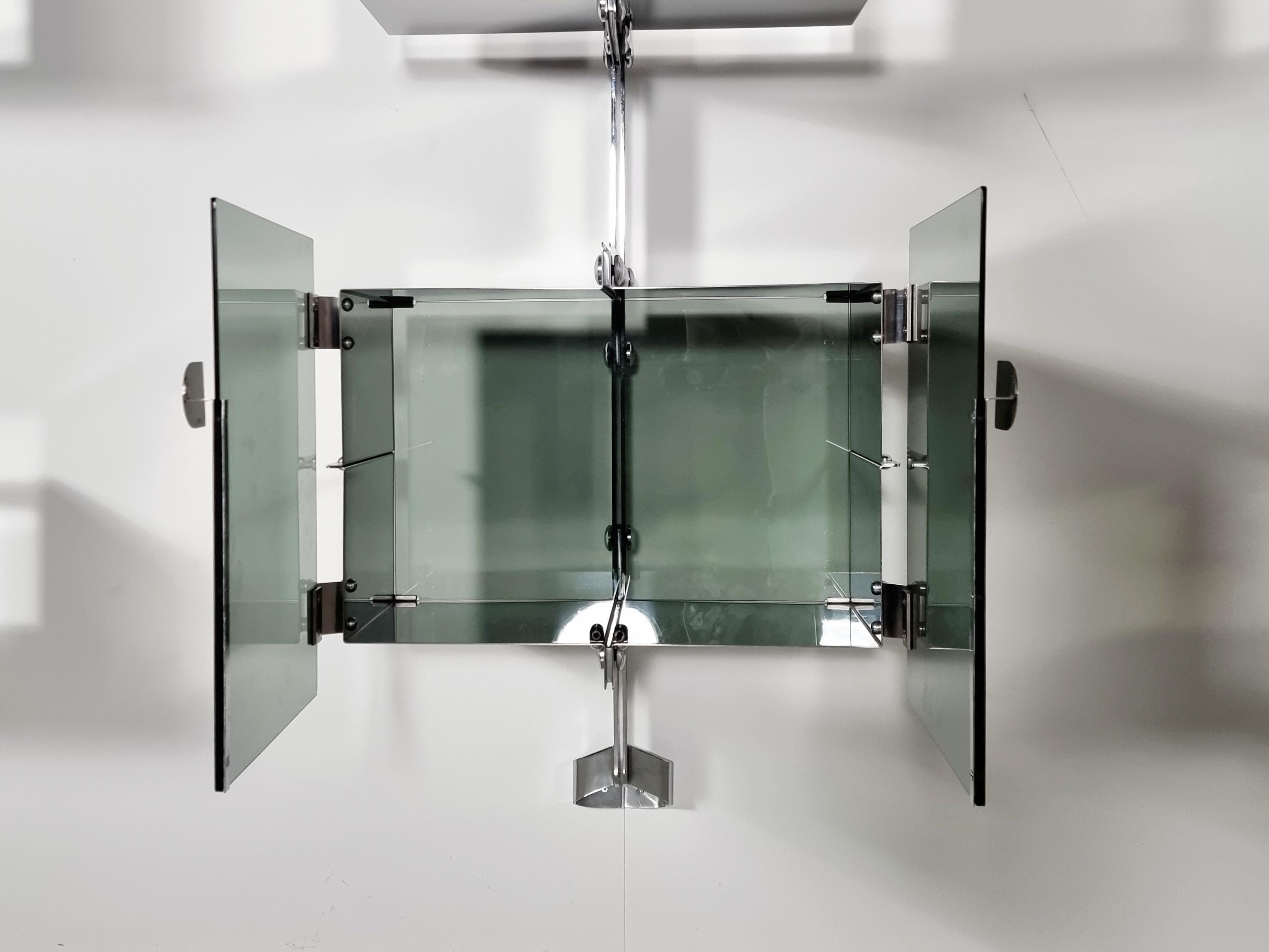  P700 Proposal Wall-Unit in chrome and glass, Vittorio Introini, Saporiti For Sale 6