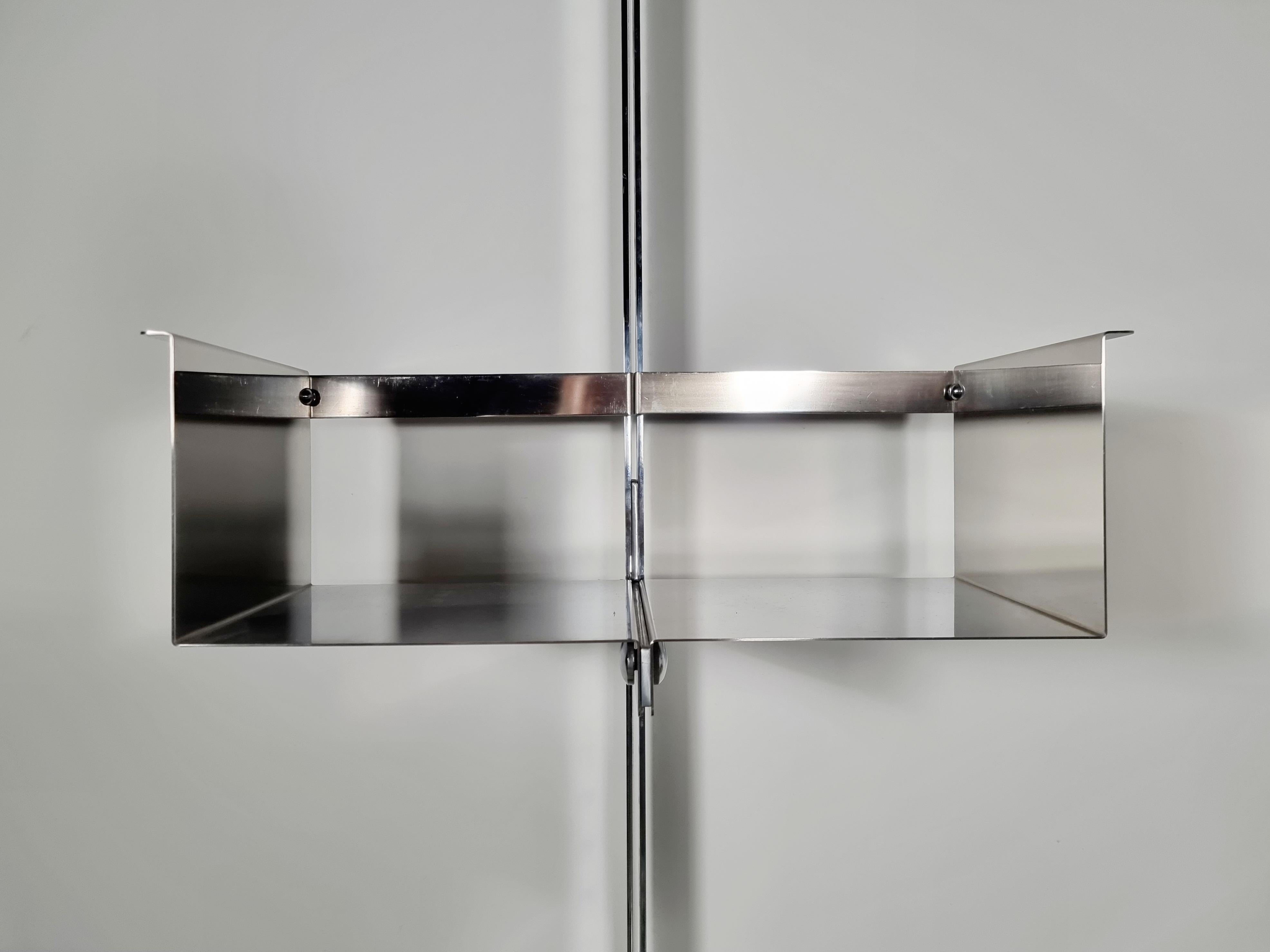  P700 Proposal Wall-Unit in chrome and glass, Vittorio Introini, Saporiti 7