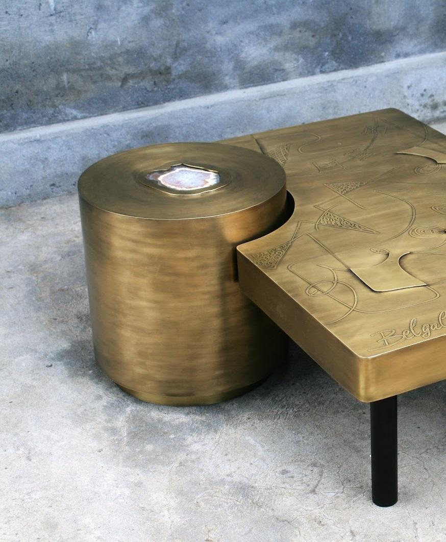 Other Set Of 3 Pac Man Brass Coffee Tables by Brutalist Be For Sale