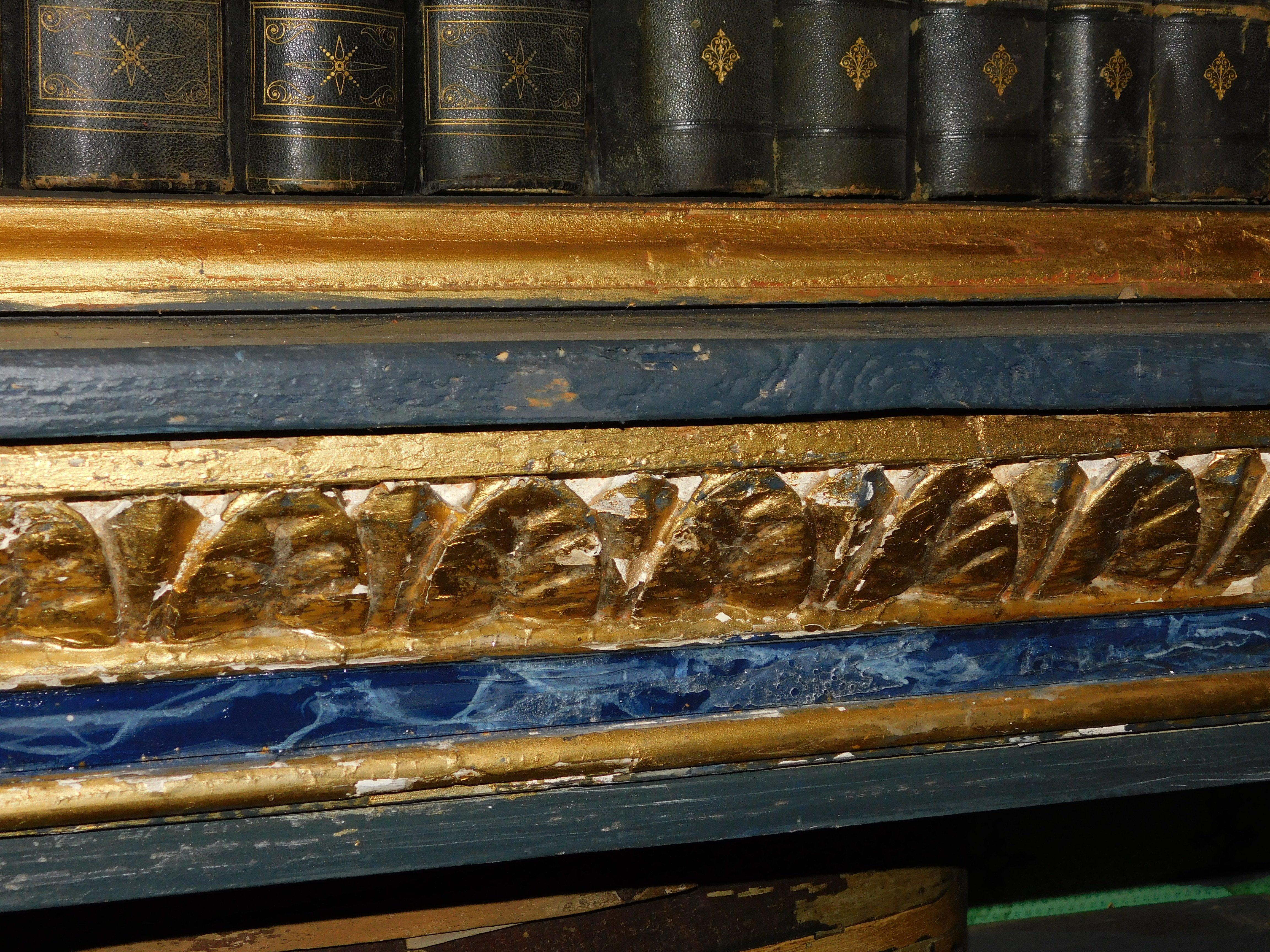 set of 3 painted wooden bookcases decorated with fake marble on glass, Italy For Sale 4