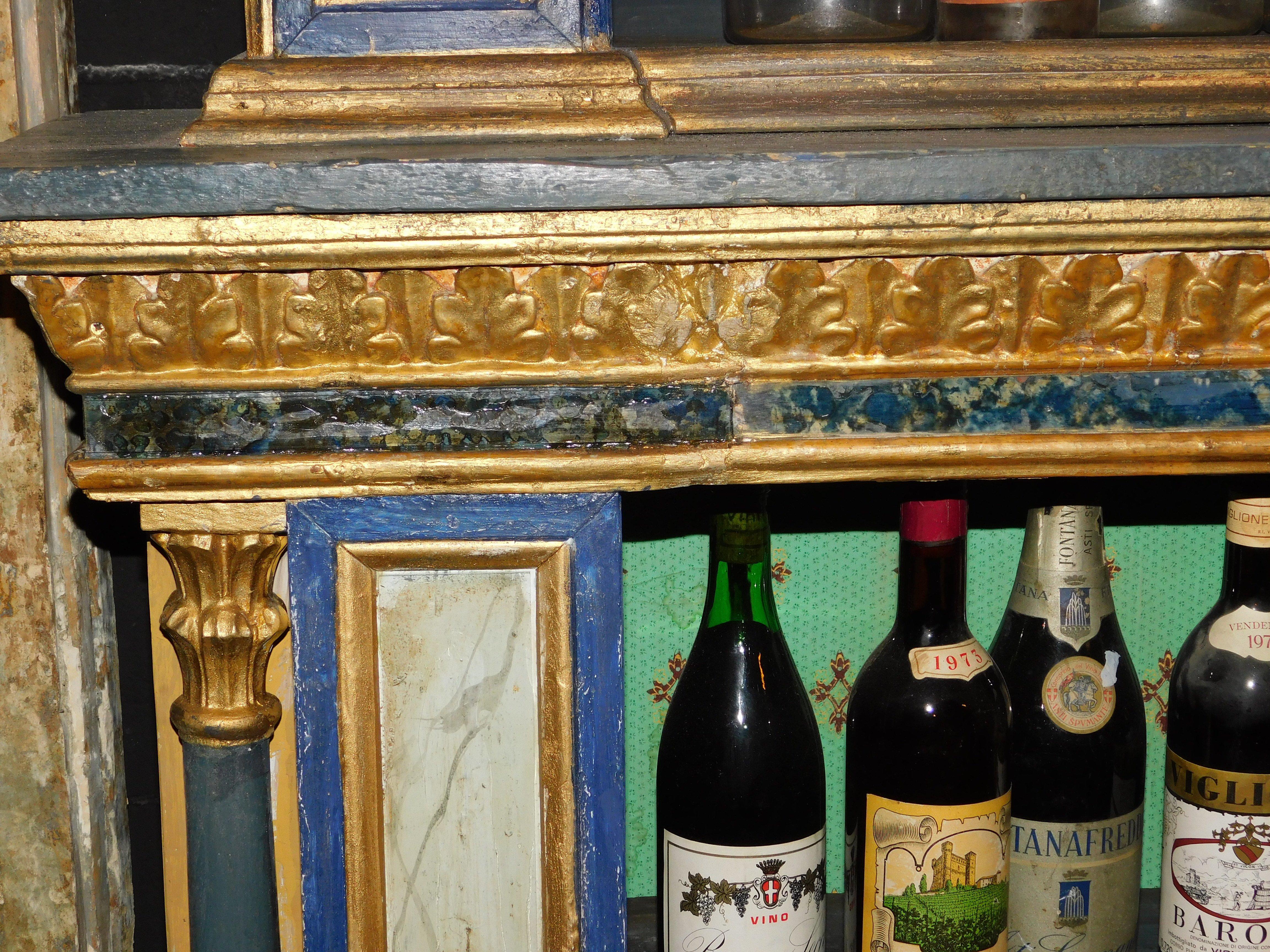 set of 3 painted wooden bookcases decorated with fake marble on glass, Italy For Sale 5