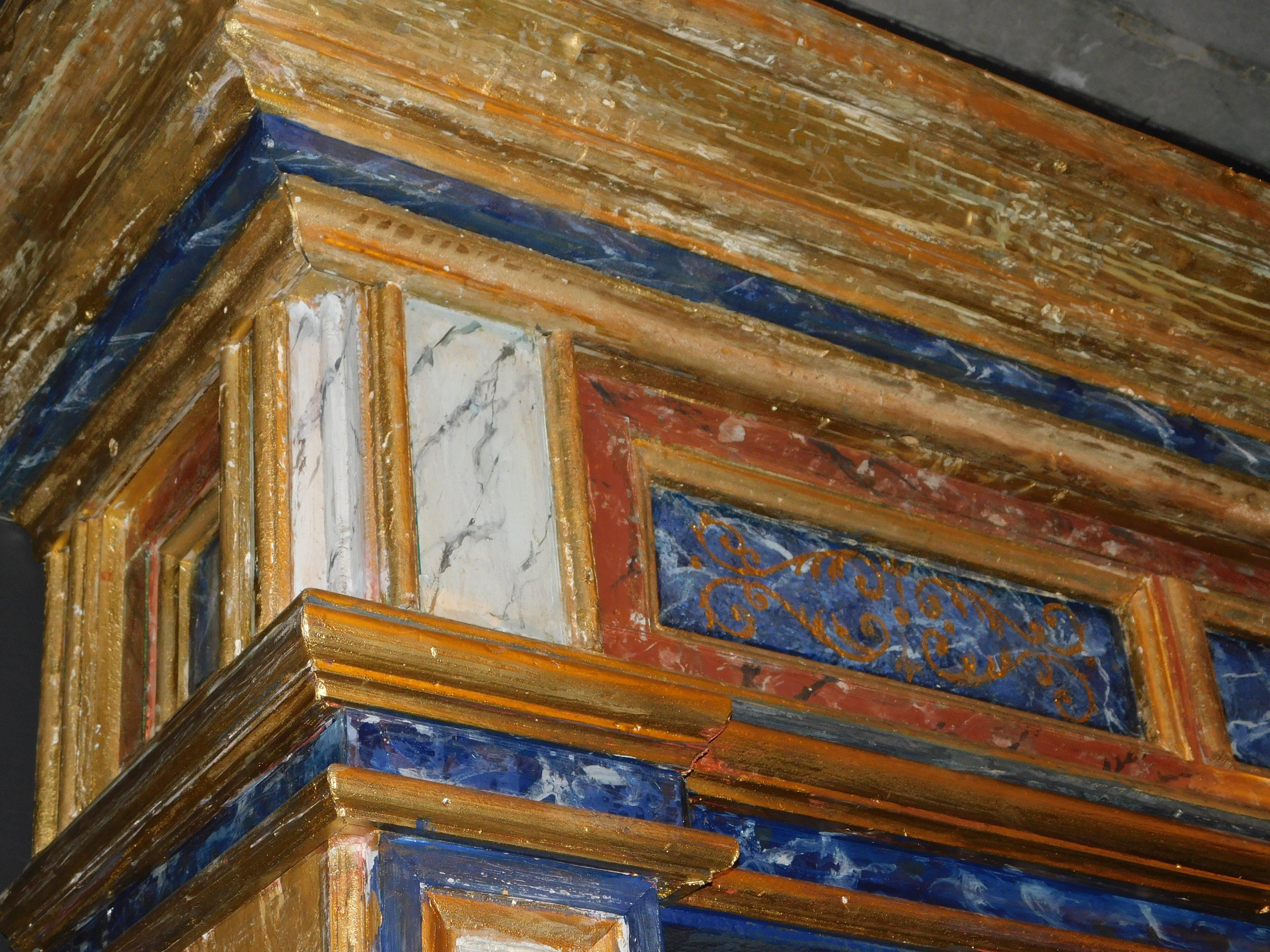 Italian set of 3 painted wooden bookcases decorated with fake marble on glass, Italy For Sale