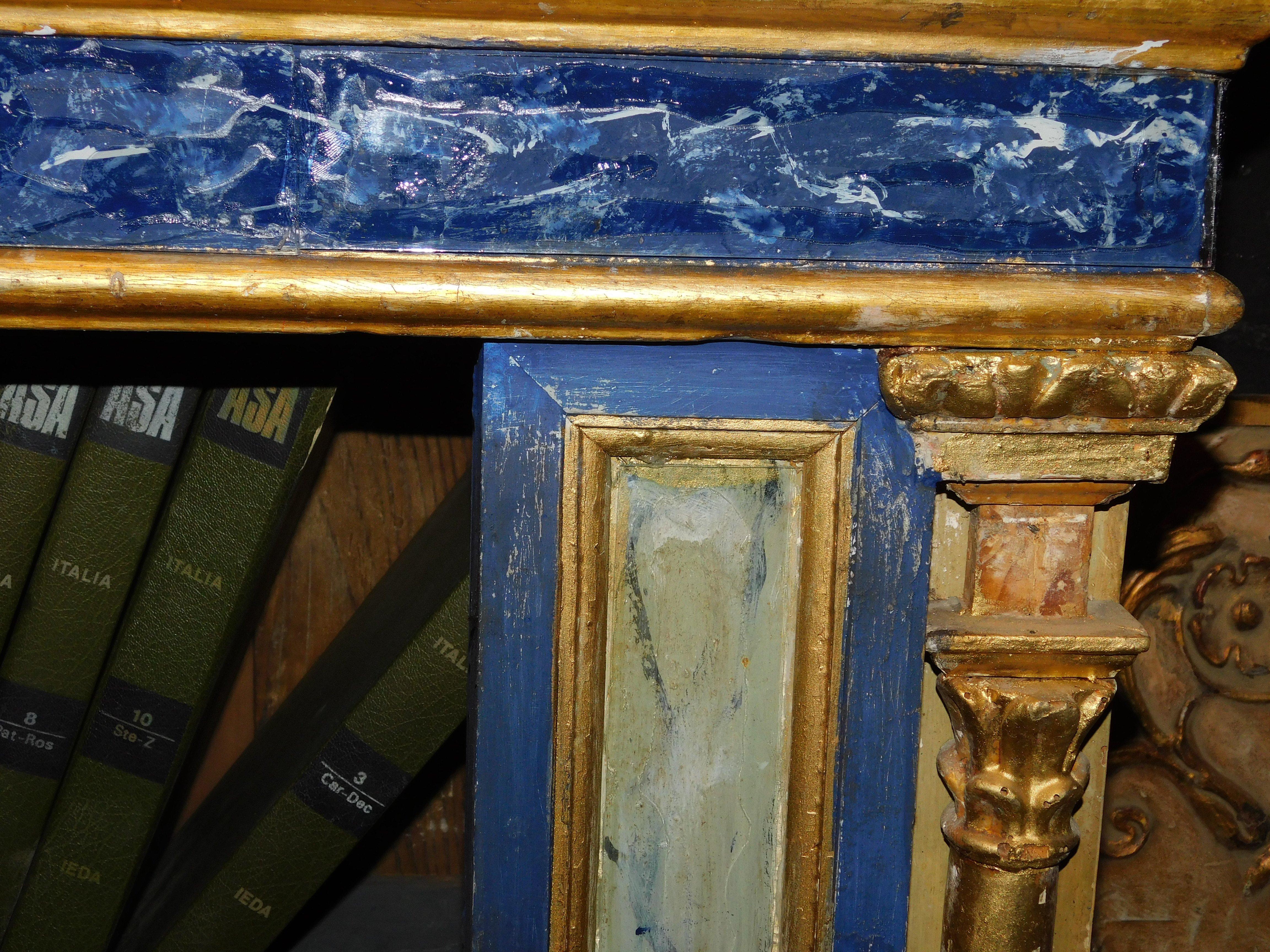 set of 3 painted wooden bookcases decorated with fake marble on glass, Italy For Sale 1