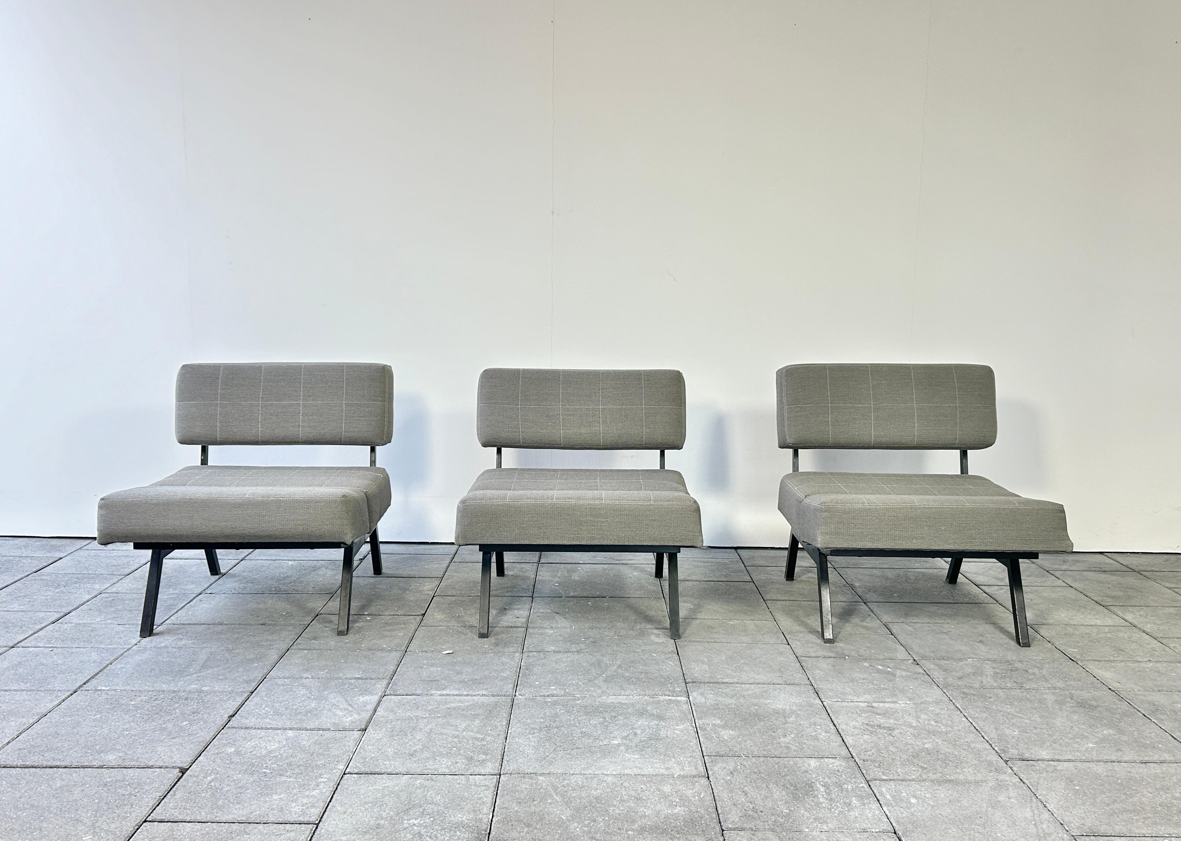 Set of 3 panchetto  lounge chairs designed by Rito Valla for IPE Bologna 1960s  For Sale 8