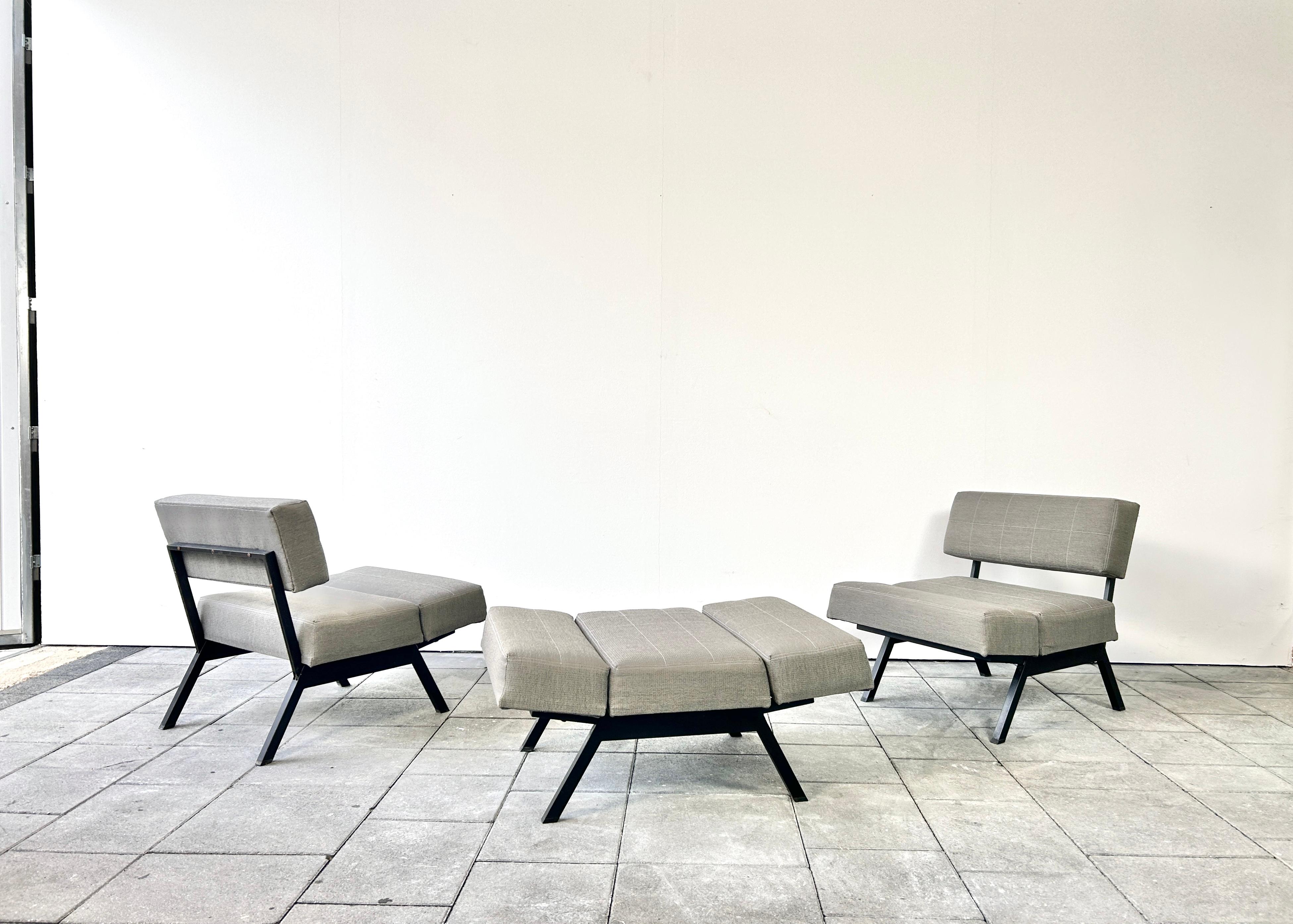 Set of 3 panchetto  lounge chairs designed by Rito Valla for IPE Bologna 1960s  For Sale 9