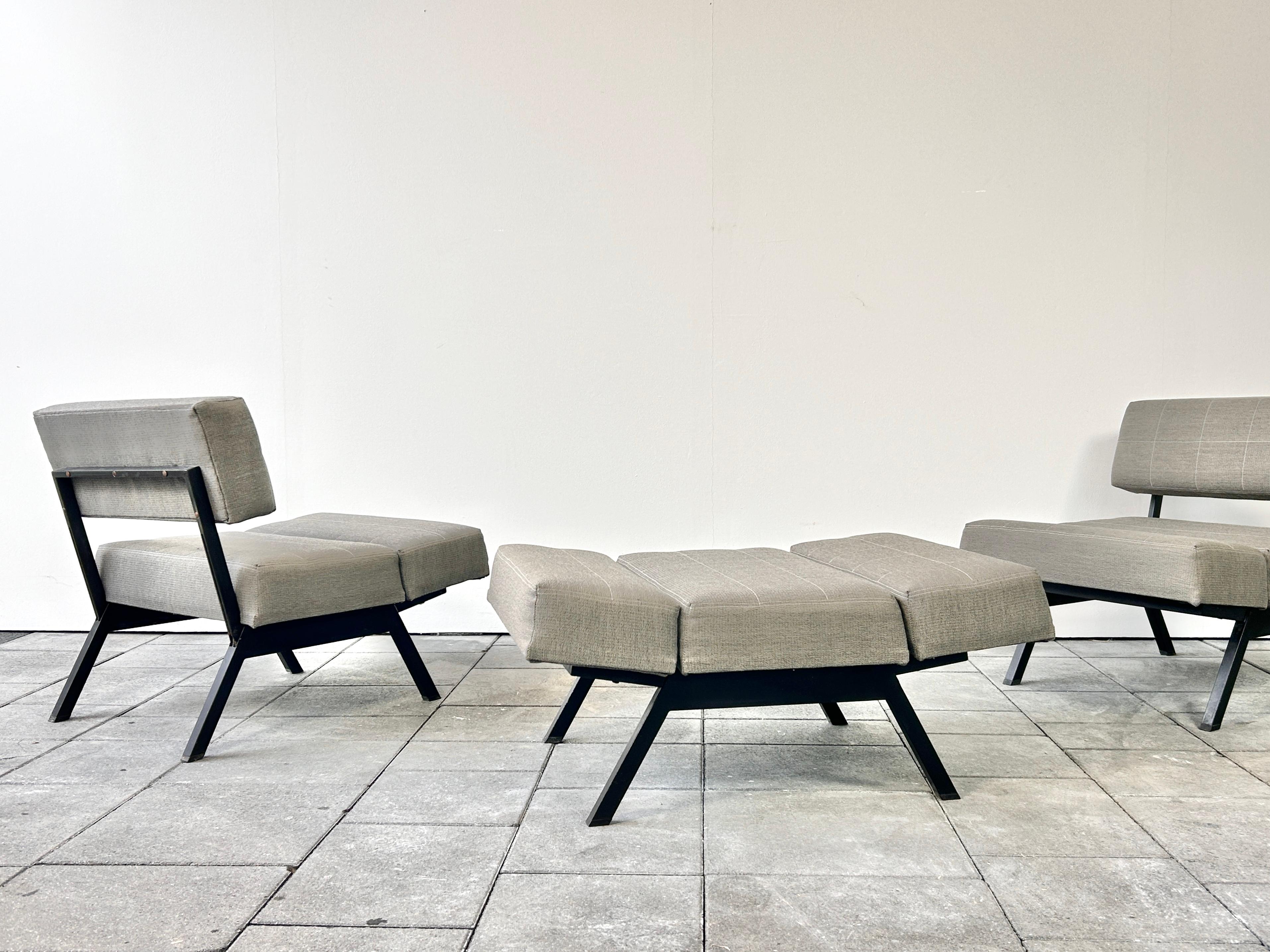 Set of 3 panchetto  lounge chairs designed by Rito Valla for IPE Bologna 1960s  For Sale 10