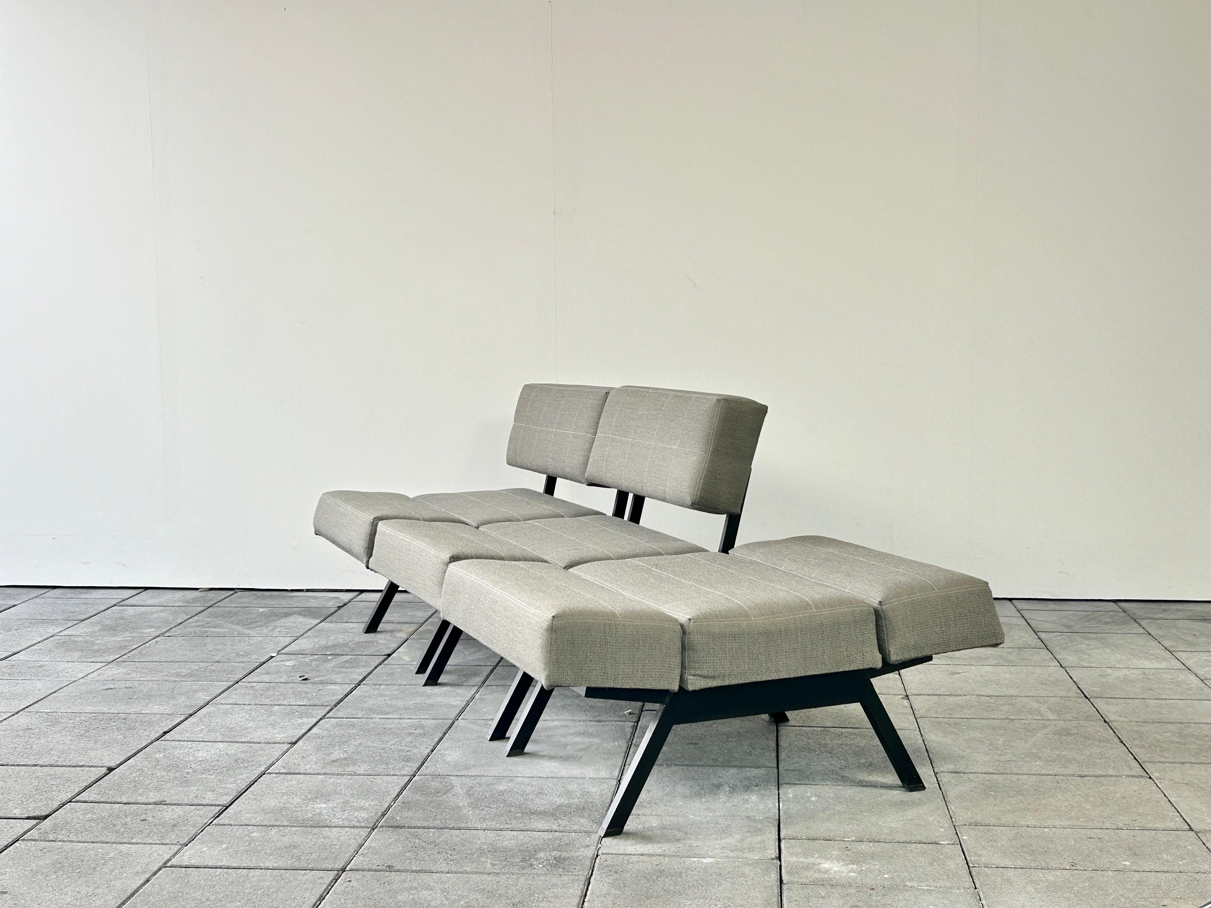 Mid-Century Modern Set of 3 panchetto  lounge chairs designed by Rito Valla for IPE Bologna 1960s  For Sale