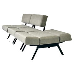Set of 3 panchetto  lounge chairs designed by Rito Valla for IPE Bologna 1960s 