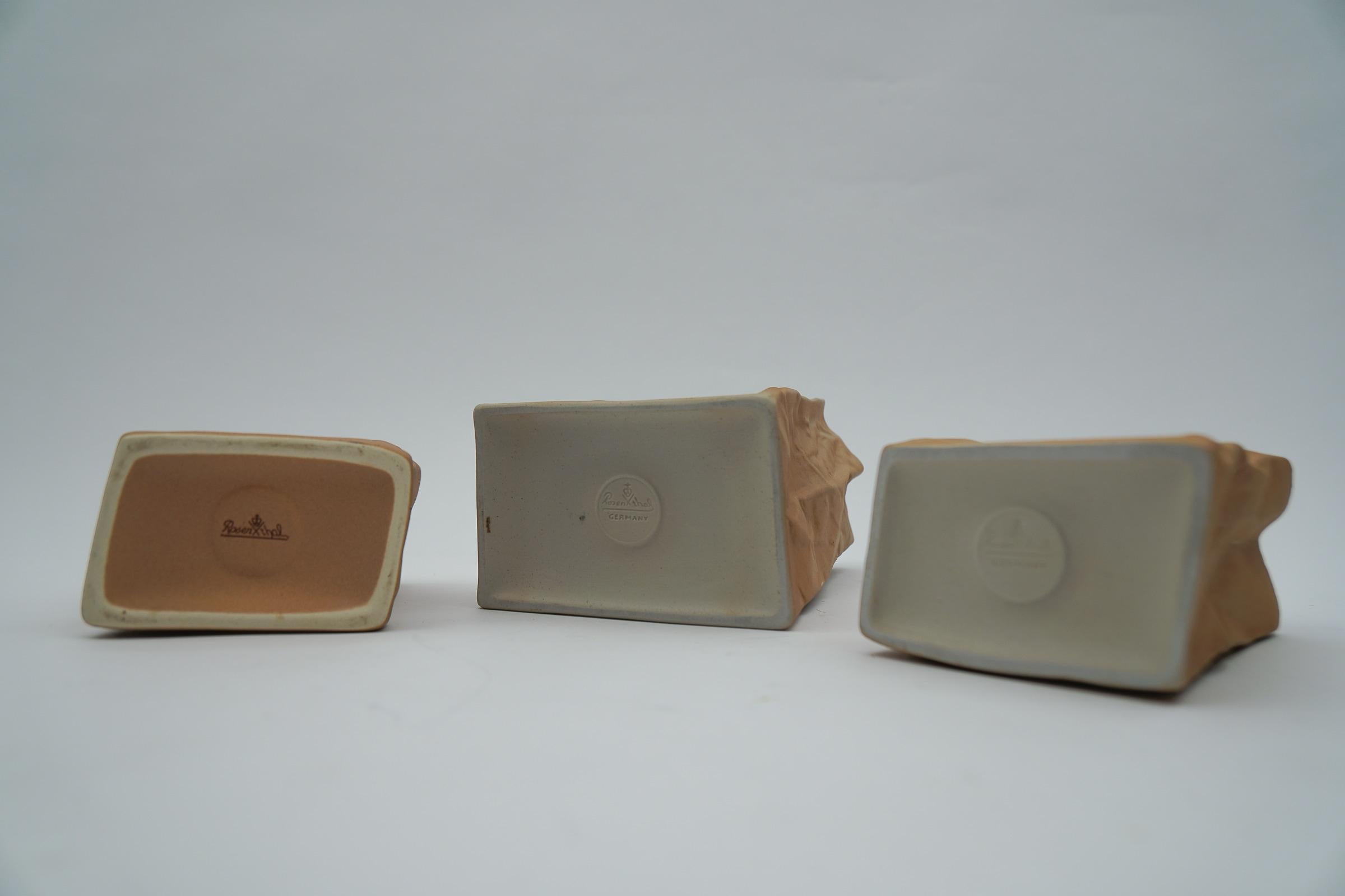 Set of 3 Paper Bag Vases by Tapio Wirkkala for Rosenthal, Germany, 1960s For Sale 1