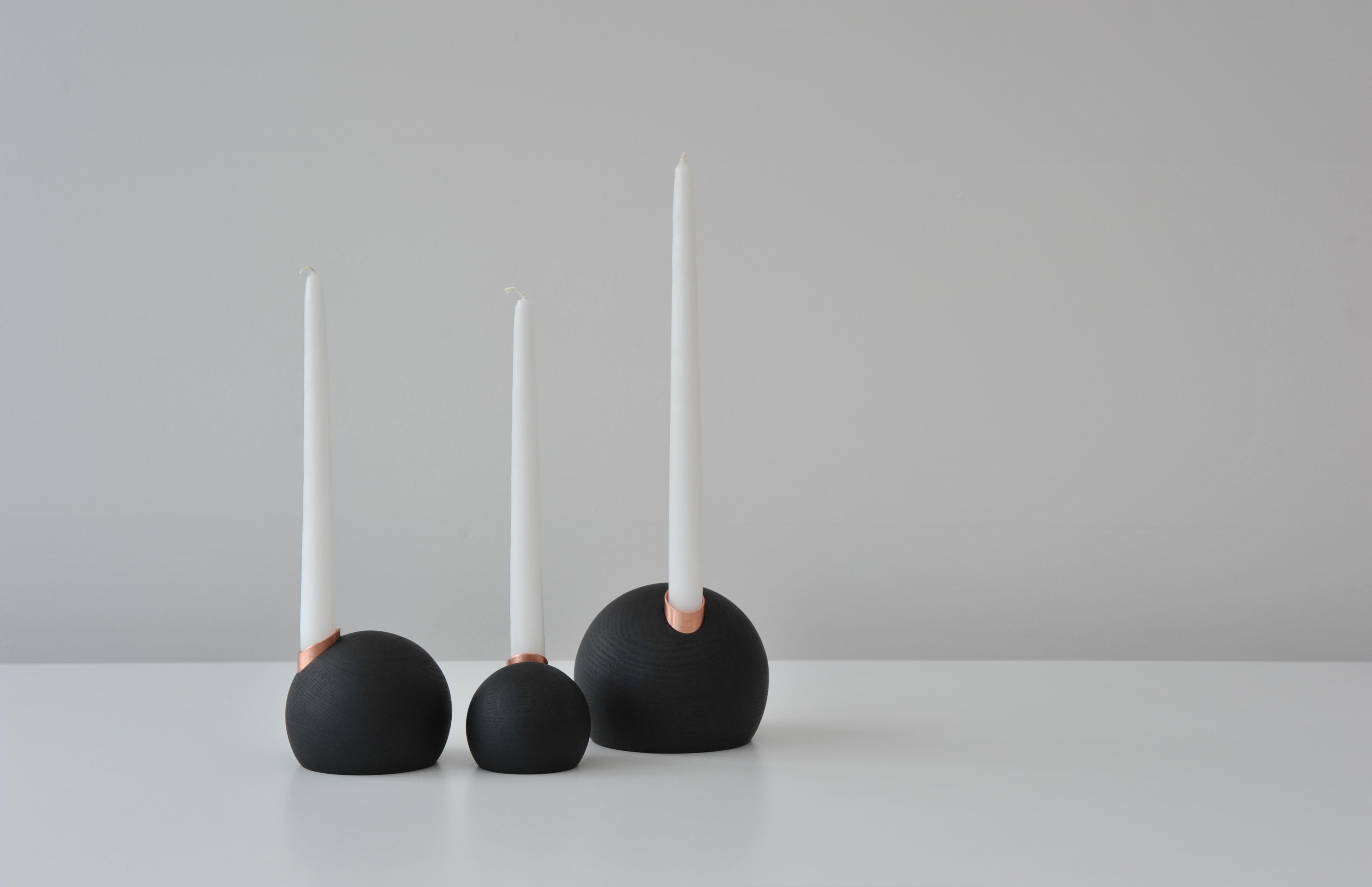 Set of 3 Pebble Candle Holders by Hollis & Morris For Sale 2