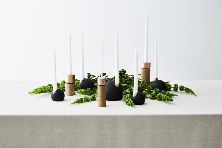 Set of 3 Pebble Candle Holders by Hollis and Morris For Sale at 1stDibs