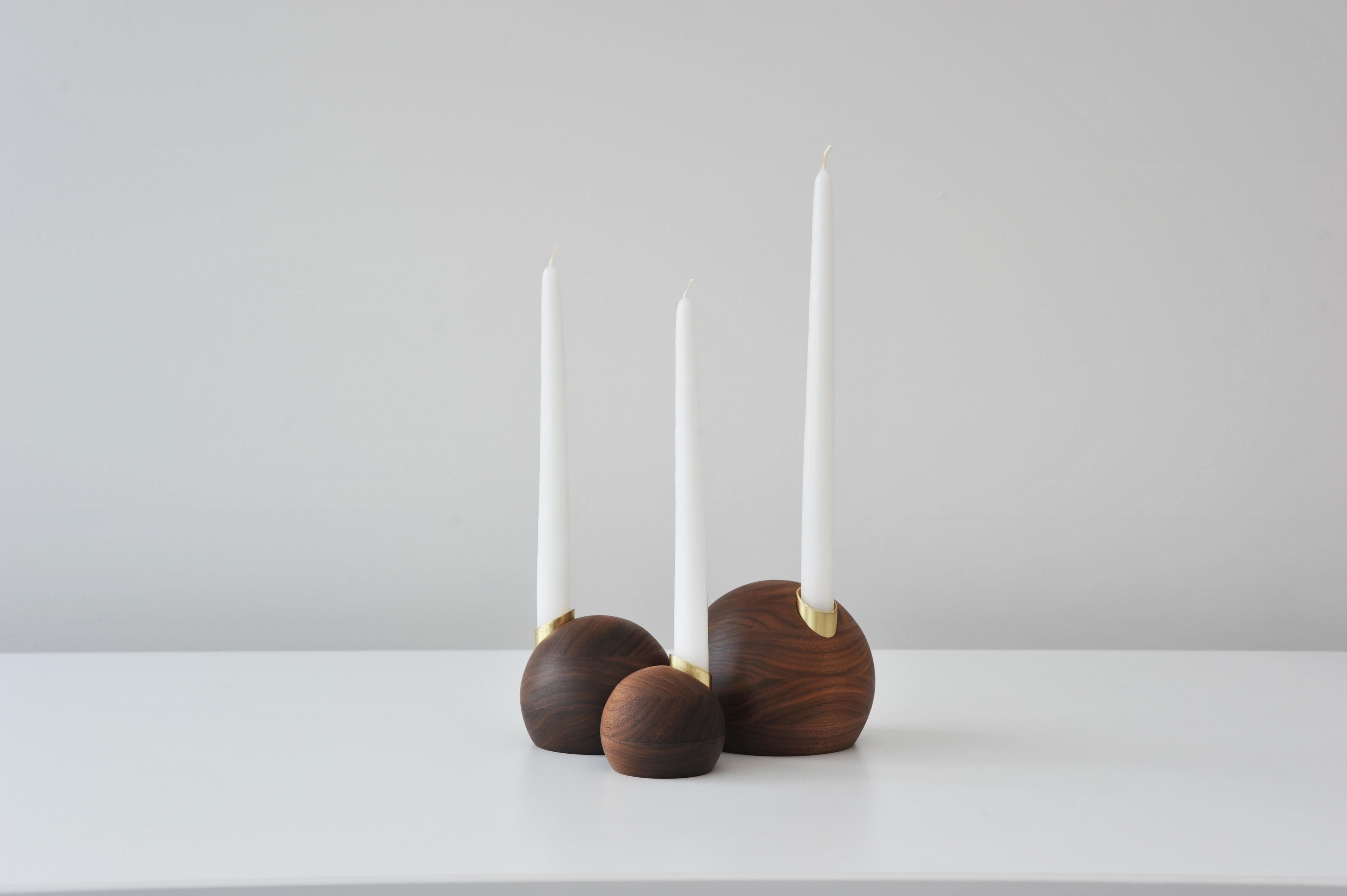 Modern Set of 3 Pebble Candle Holders by Hollis & Morris For Sale