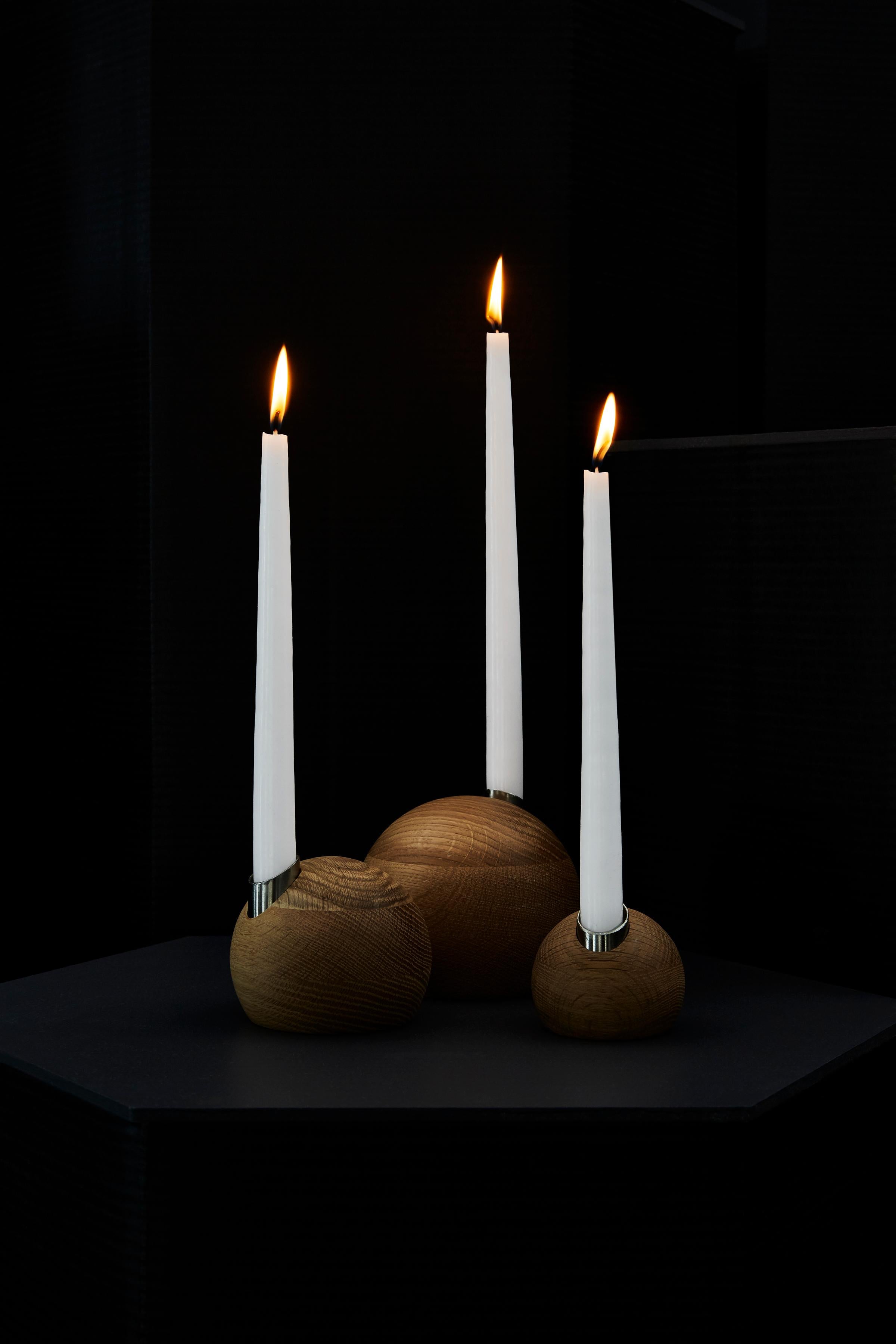 Contemporary Set of 3 Pebble Candle Holders by Hollis & Morris For Sale
