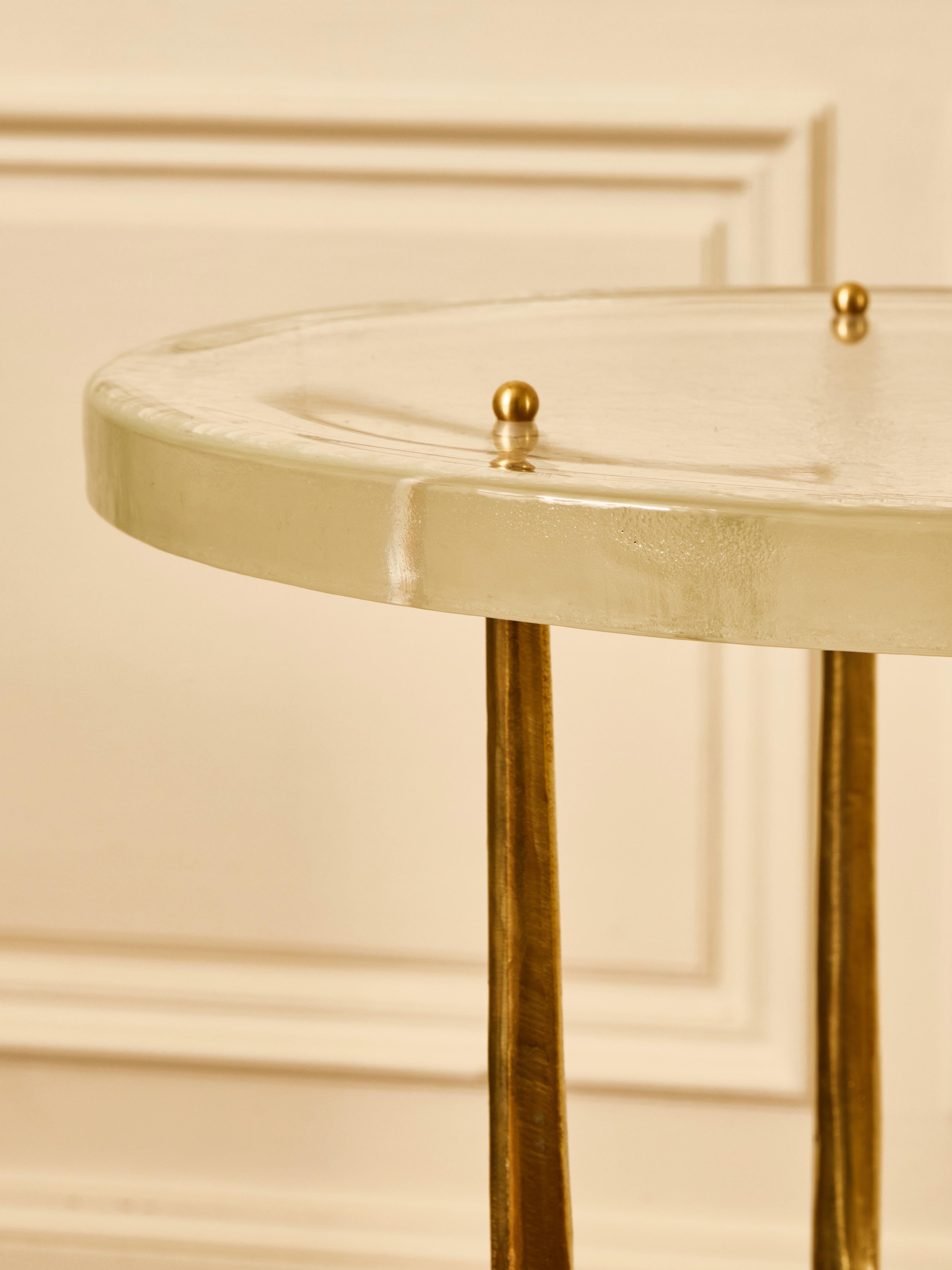 Mid-Century Modern Set of 3 pedestals in gilt bronze by Studio Glustin For Sale