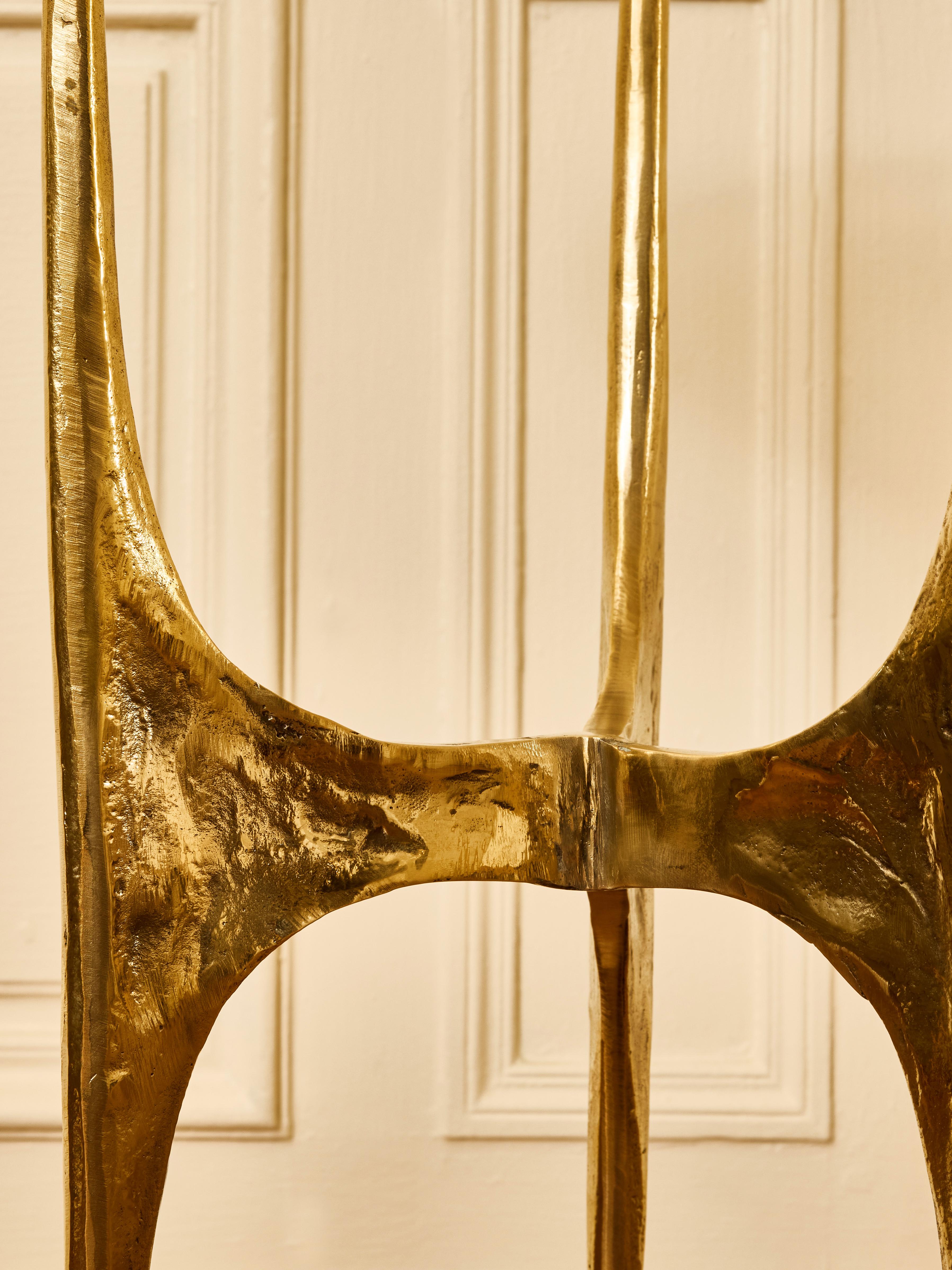 Gilt Set of 3 pedestals in gilt bronze by Studio Glustin For Sale