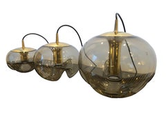 Set of 3 Peill and Pultzer Pendant Lights, Model Wave, 1970s