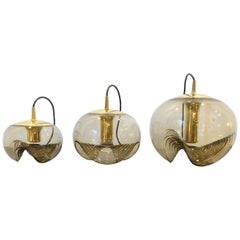 Set of 3 Peill and Pultzer Pendant Lights, Model Wave, 1970s