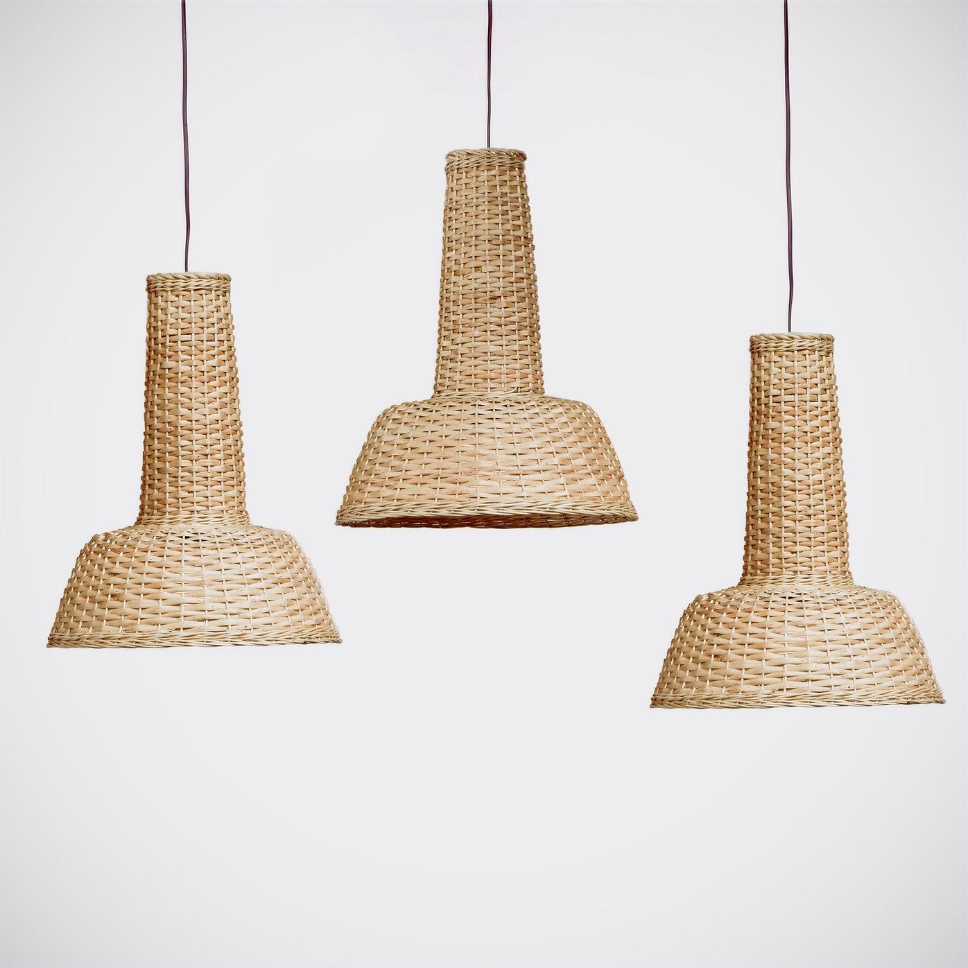 Set of 3 Pendant lamps by Faina
Design: Victoriya Yakusha
Materials: Willow Vine, Steel Frame
Dimensions: D 37 x H 44 cm


The light of lamps is leaking through the patterns of the willow vine, pouring the heat of the Ukrainian village to the