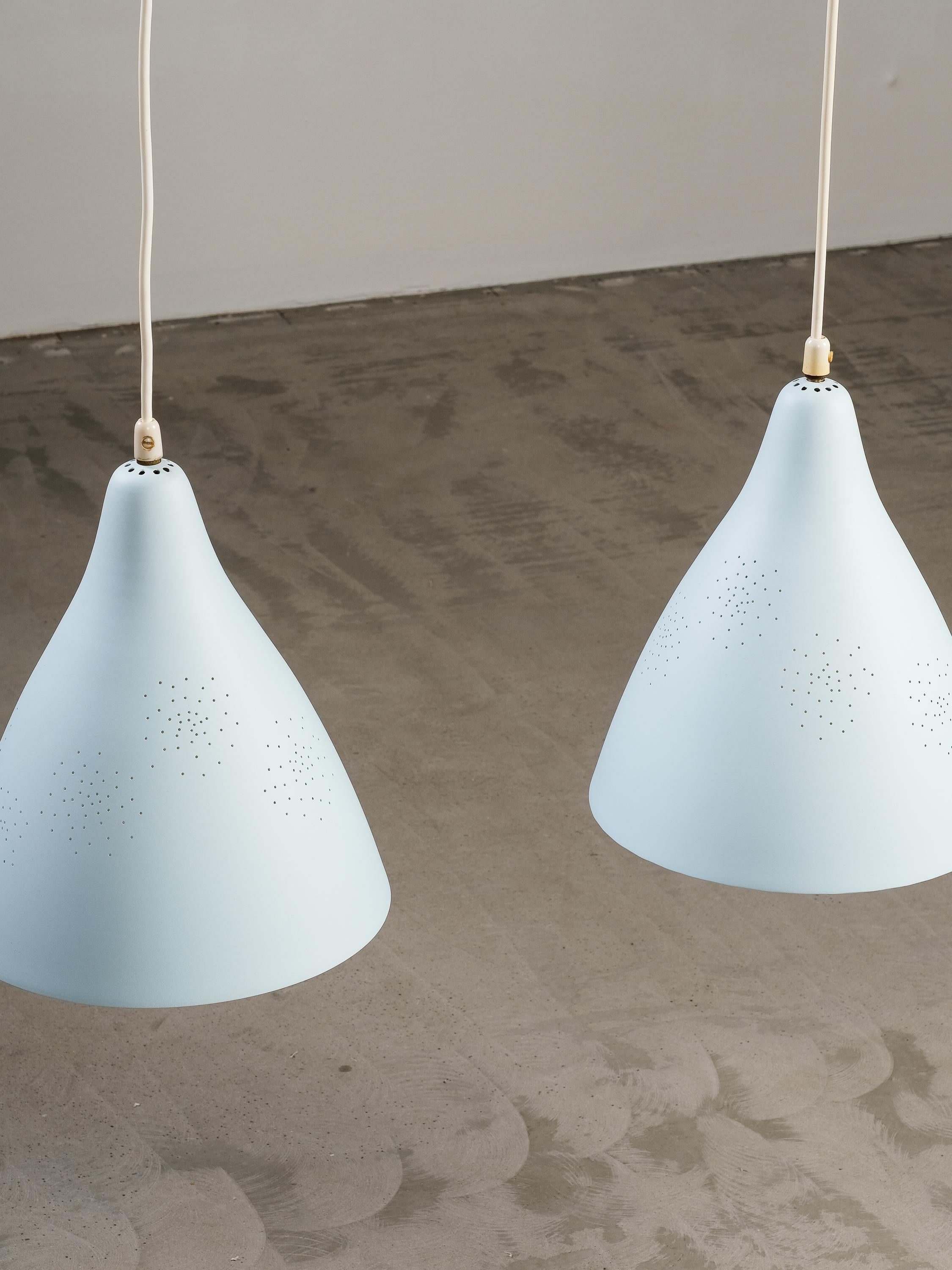Scandinavian Modern Set of 3 Pendant Lamps Model 61-314 by Lisa Johansson-Pape, Orno, Finland, 1950s For Sale