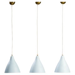 Ensemble de 3 lampes suspendues modèle 61-314 par Lisa Johansson-Pape, Orno, Finlande, années 1950