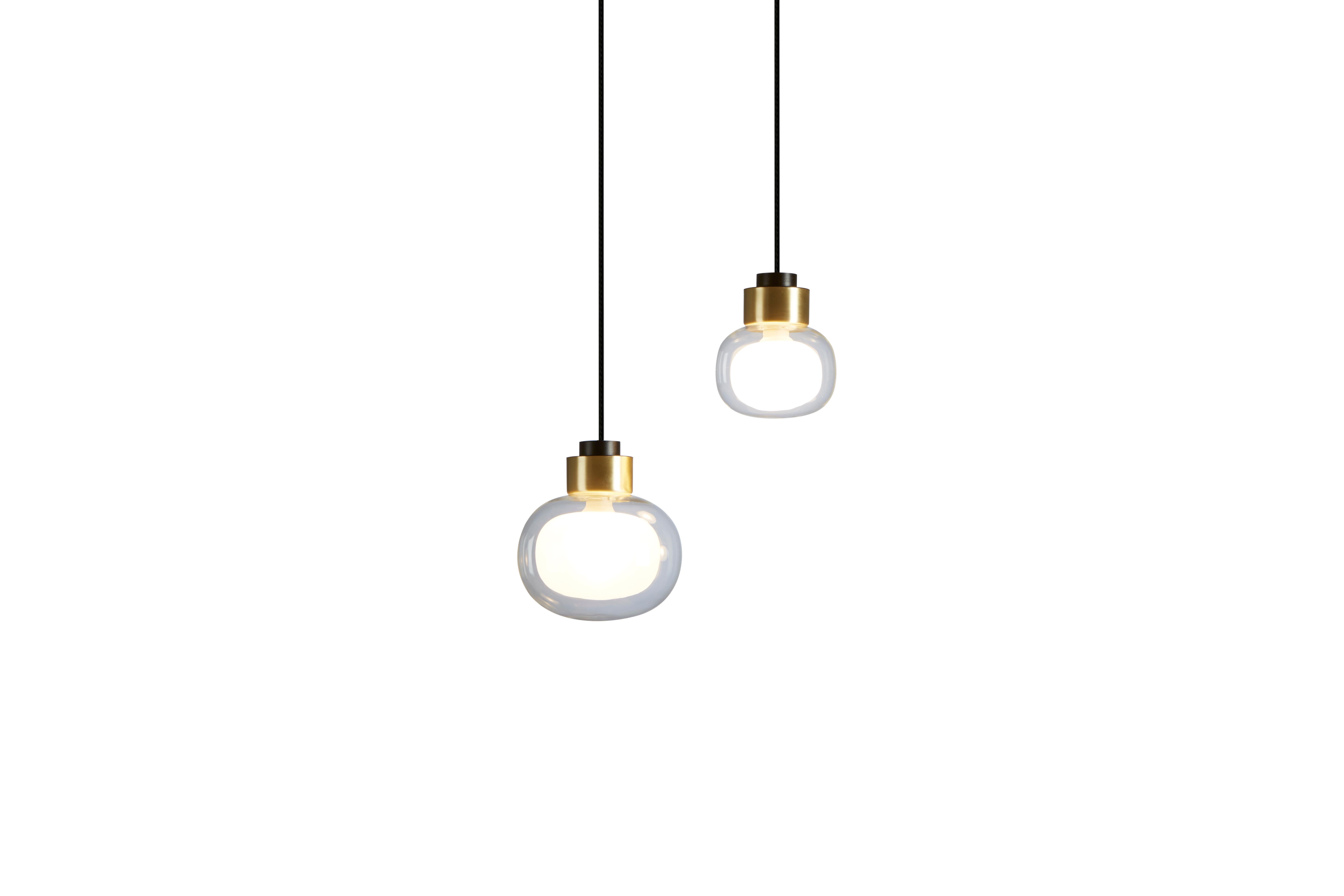 Ensemble de 3 lampes à suspension 'Nabila 552.21' par Tooy, laiton brossé et verre transparent en vente 1