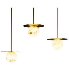 Set of 3 Pendants "Alabaster Moons"