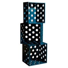 Set of 3 Perforated Medium Petrol Wood Storage Boxes, by Erik Olovsson