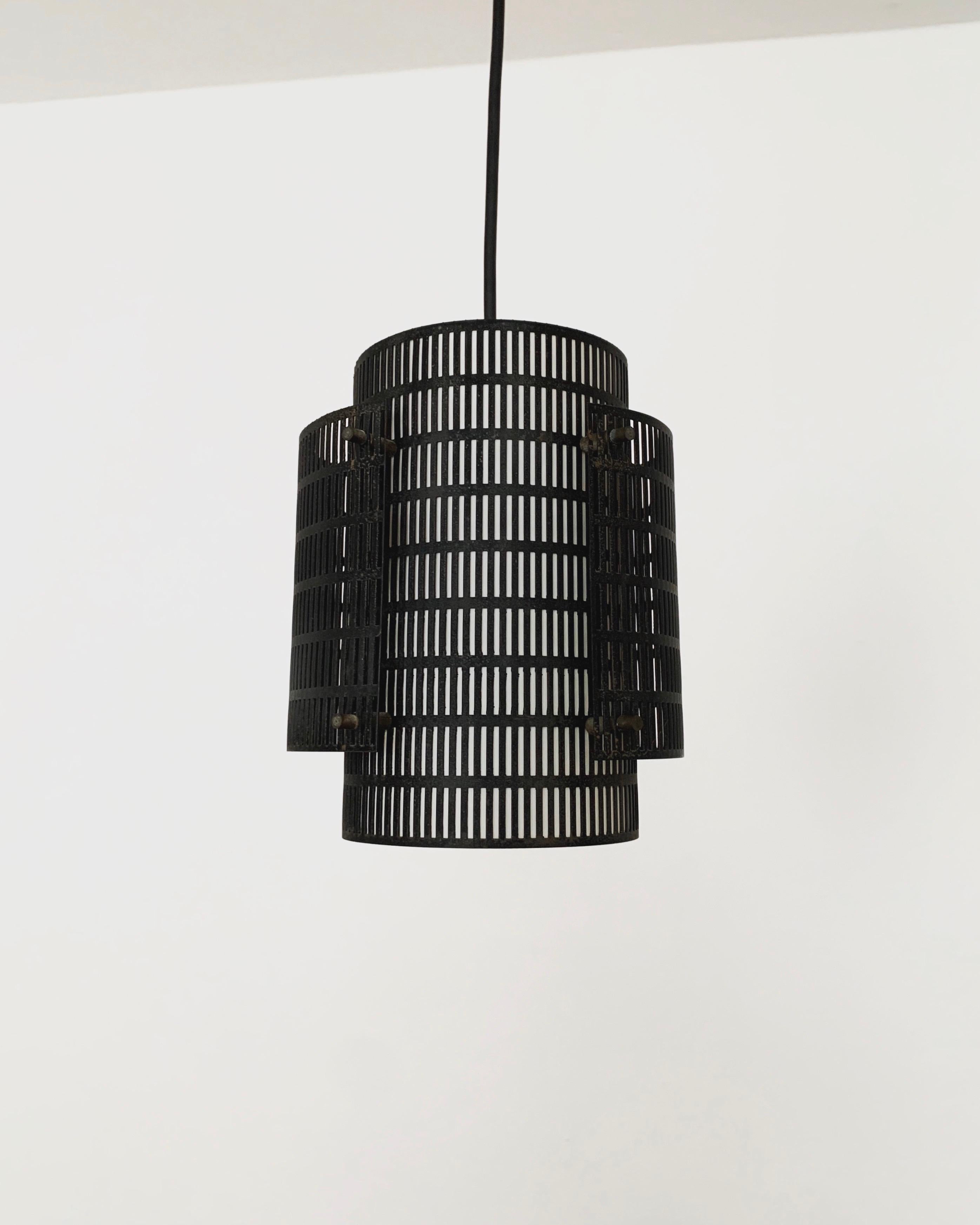 Mid-Century Modern Set of 3 Perforated Metal Pendant Lamps