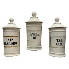Set of 3 pharmacy jars made of Valencian ceramics. 19th century.