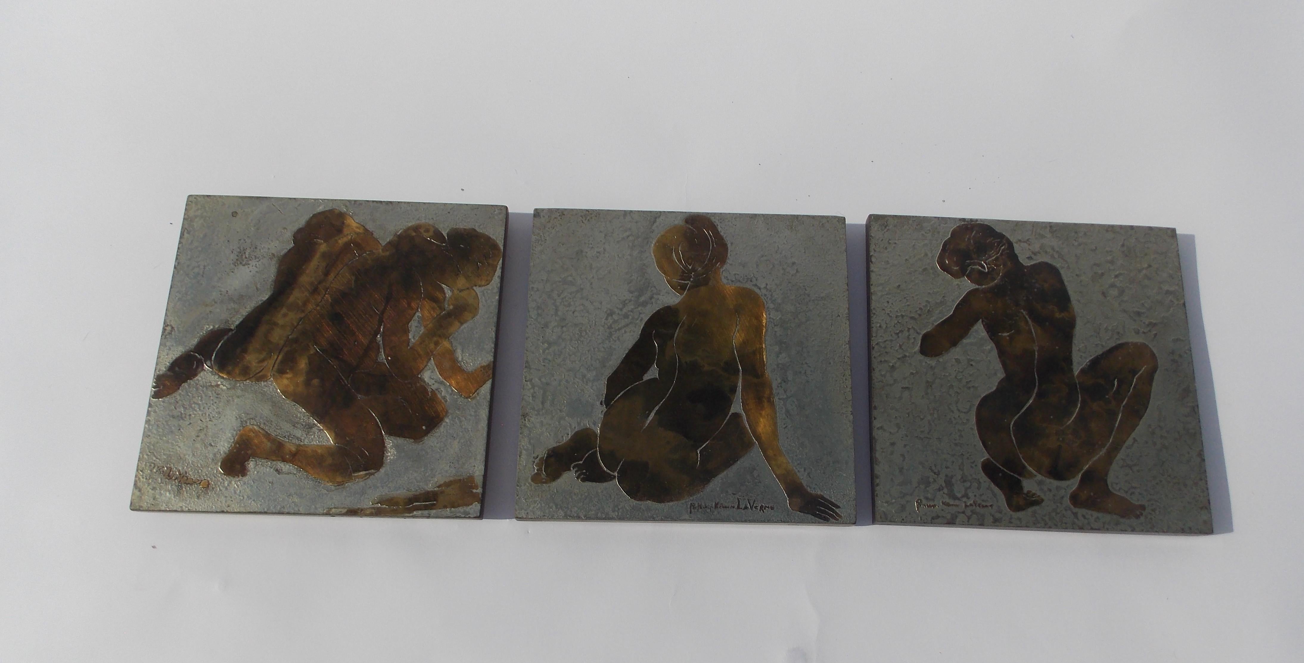 Mid-20th Century Set of 3 Philip and Kelvin Laverne Plaques