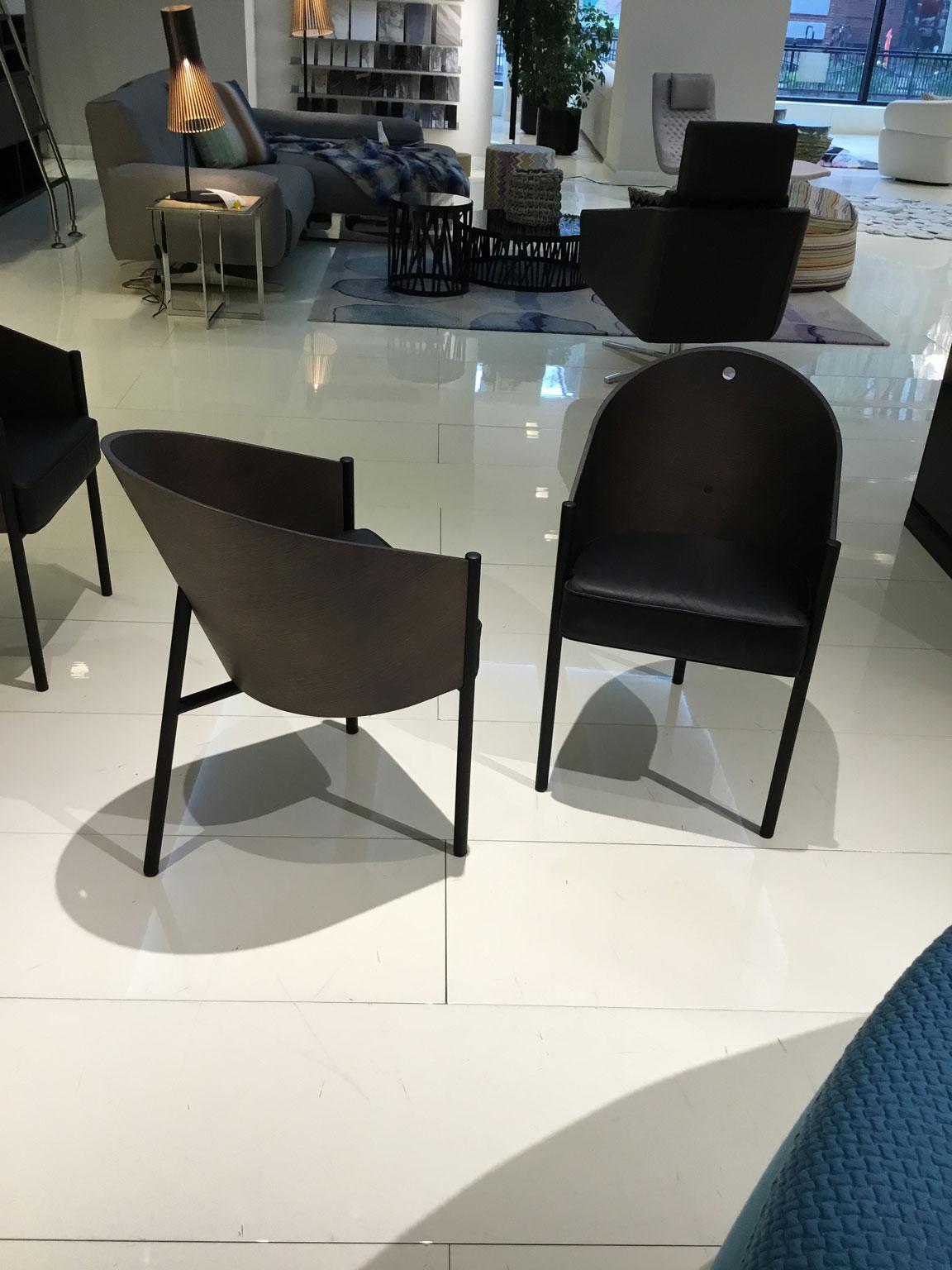 Set of 3 Philippe Starck Grey Oak and Black Costes Armchairs for Driade 3