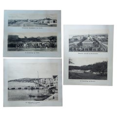 Antique Set of 3 Photographic Plates of Aruba, Bonaire, and Curaçao