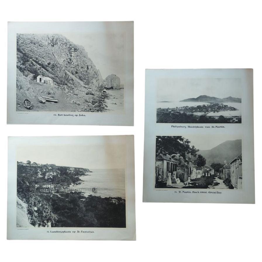 Large Photographic Plates of Saba, Sint Eustatius, Sint Martin Caribbean, 1910