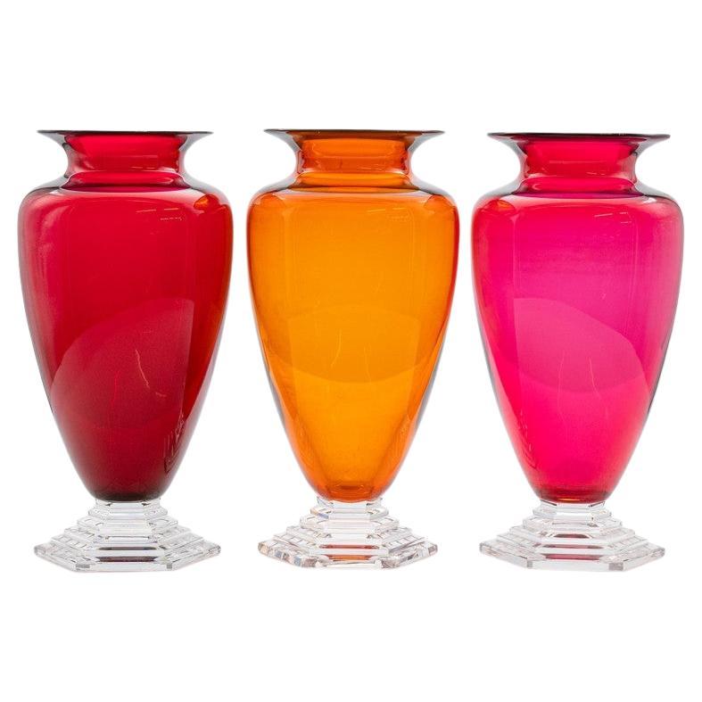 Set di 3 pezzi di vasi d'Orsay in cristallo Baccarat multicolore, Francia